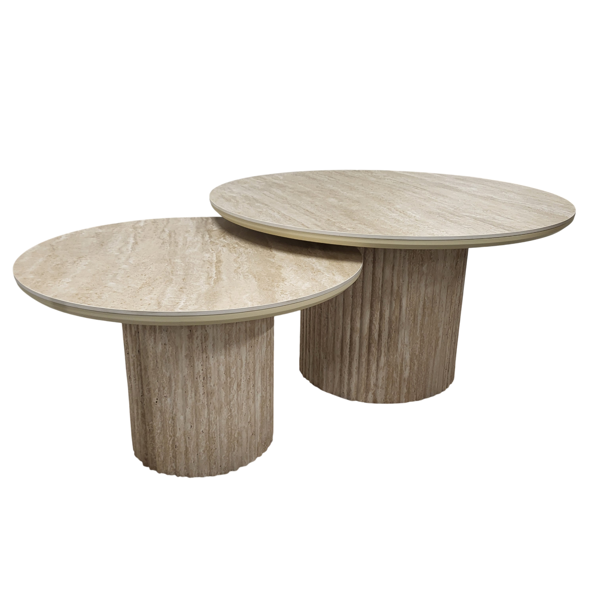 Table Basse Gigogne Duo Pila en Céramique Effet Travertin – Design Moderne et Fonctionnel SKU 32