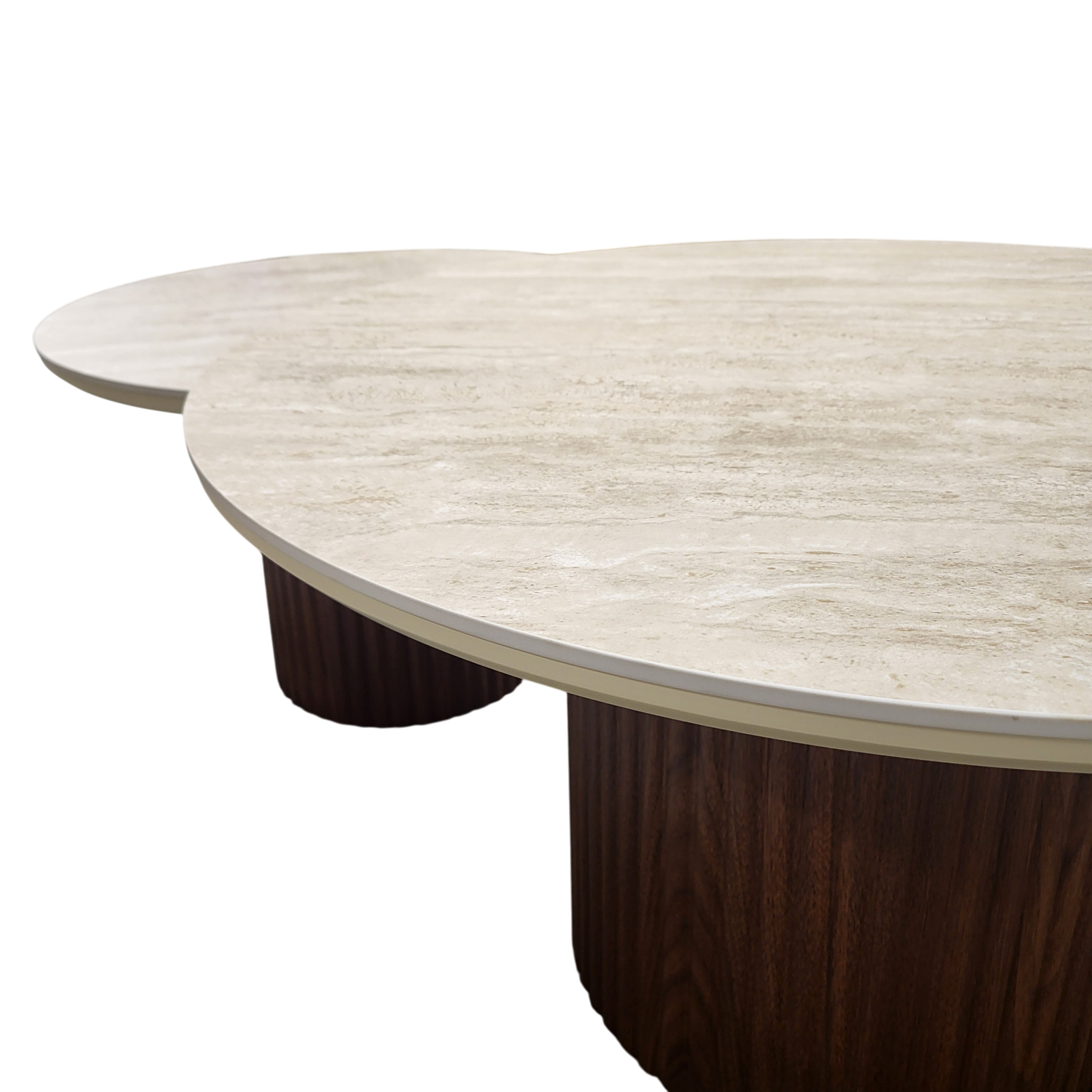 Table basse gigogne duo Pila en noyer et travertin céramique SKU 26