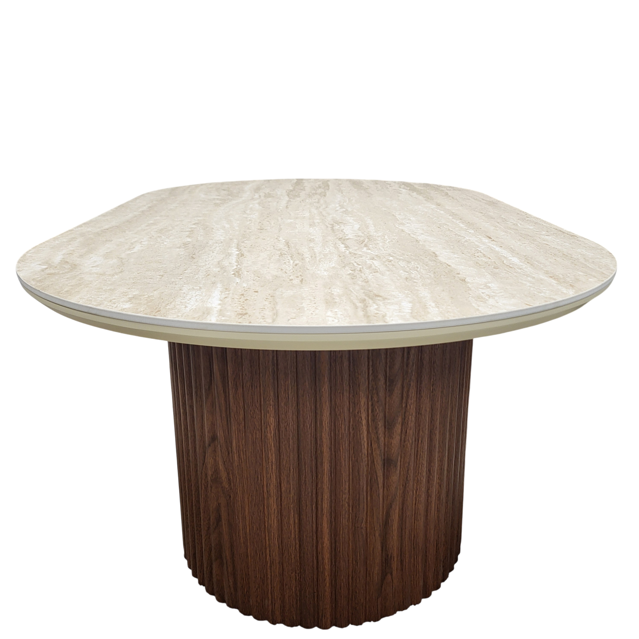 Table basse CALYPSO en céramique effet travertin et bois noyer – 120 cm sku 25