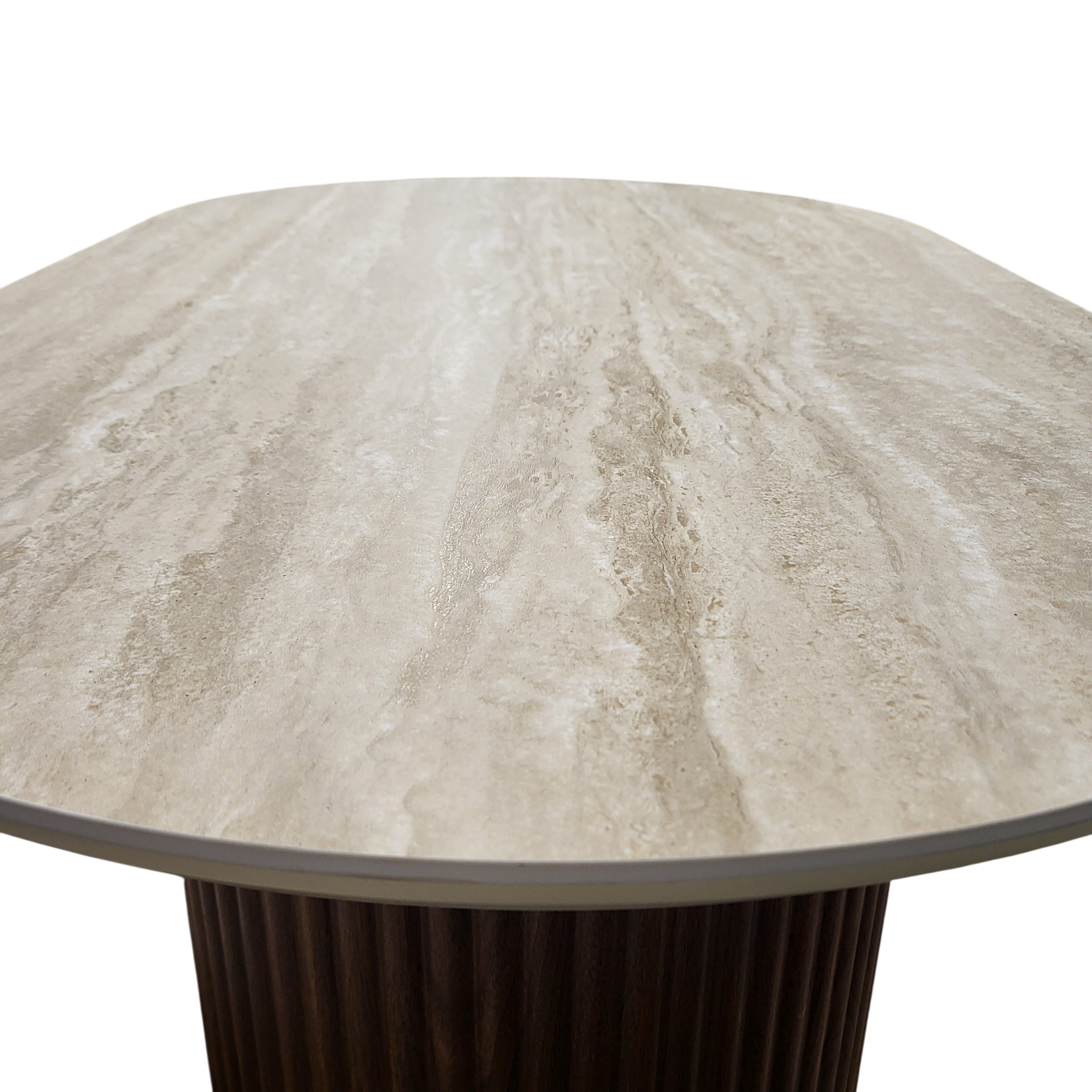 Table basse CALYPSO en céramique effet travertin et bois noyer – 120 cm sku 25