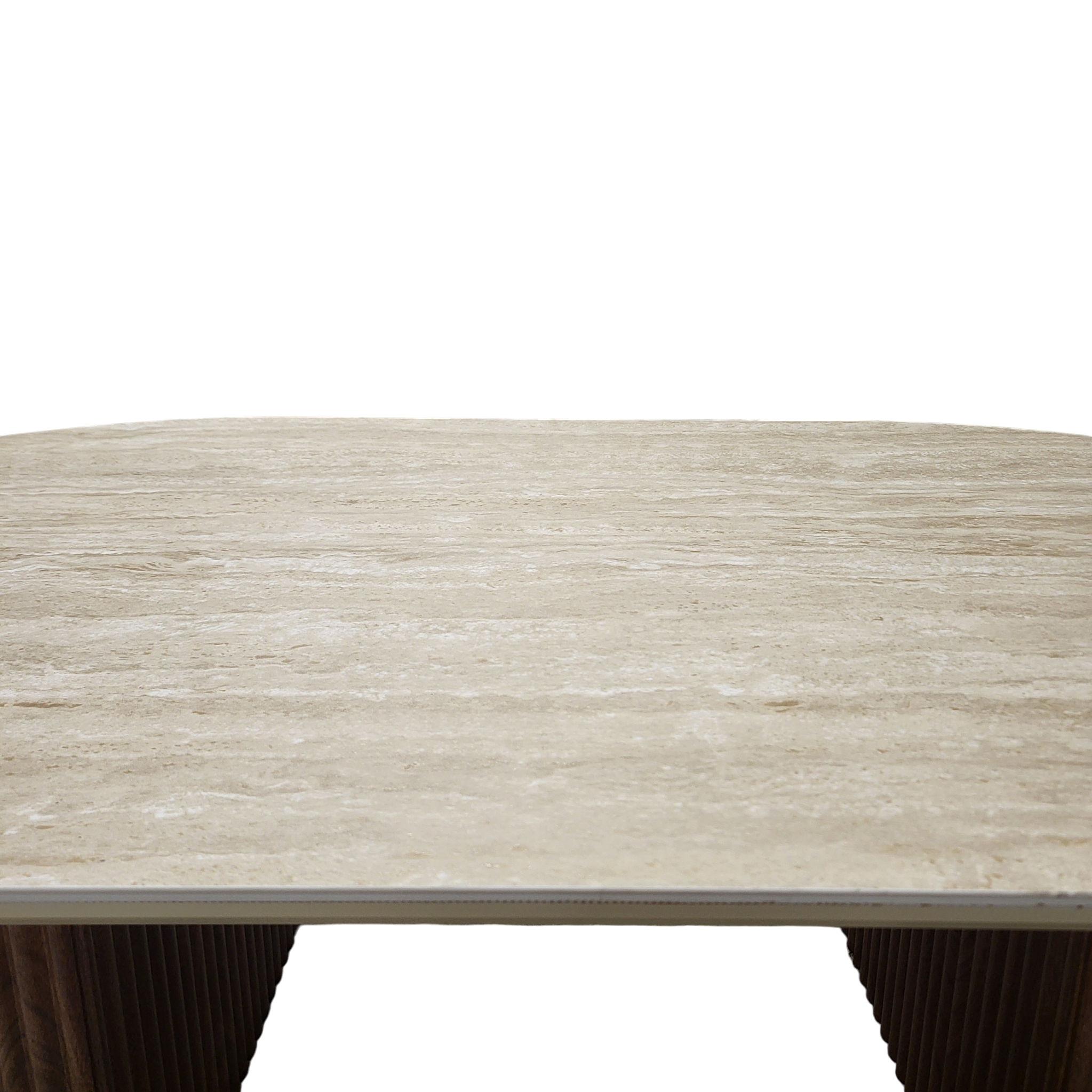 Table basse CALYPSO en céramique effet travertin et bois noyer – 120 cm sku 25