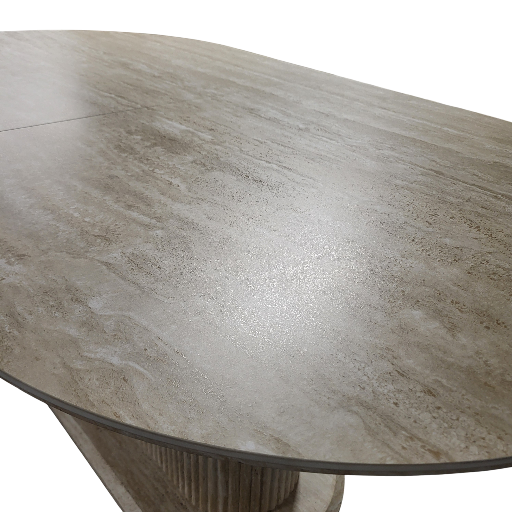 Table à manger rallonge Vanessa en travertin et céramique – 160 à 200 cm SKU 21