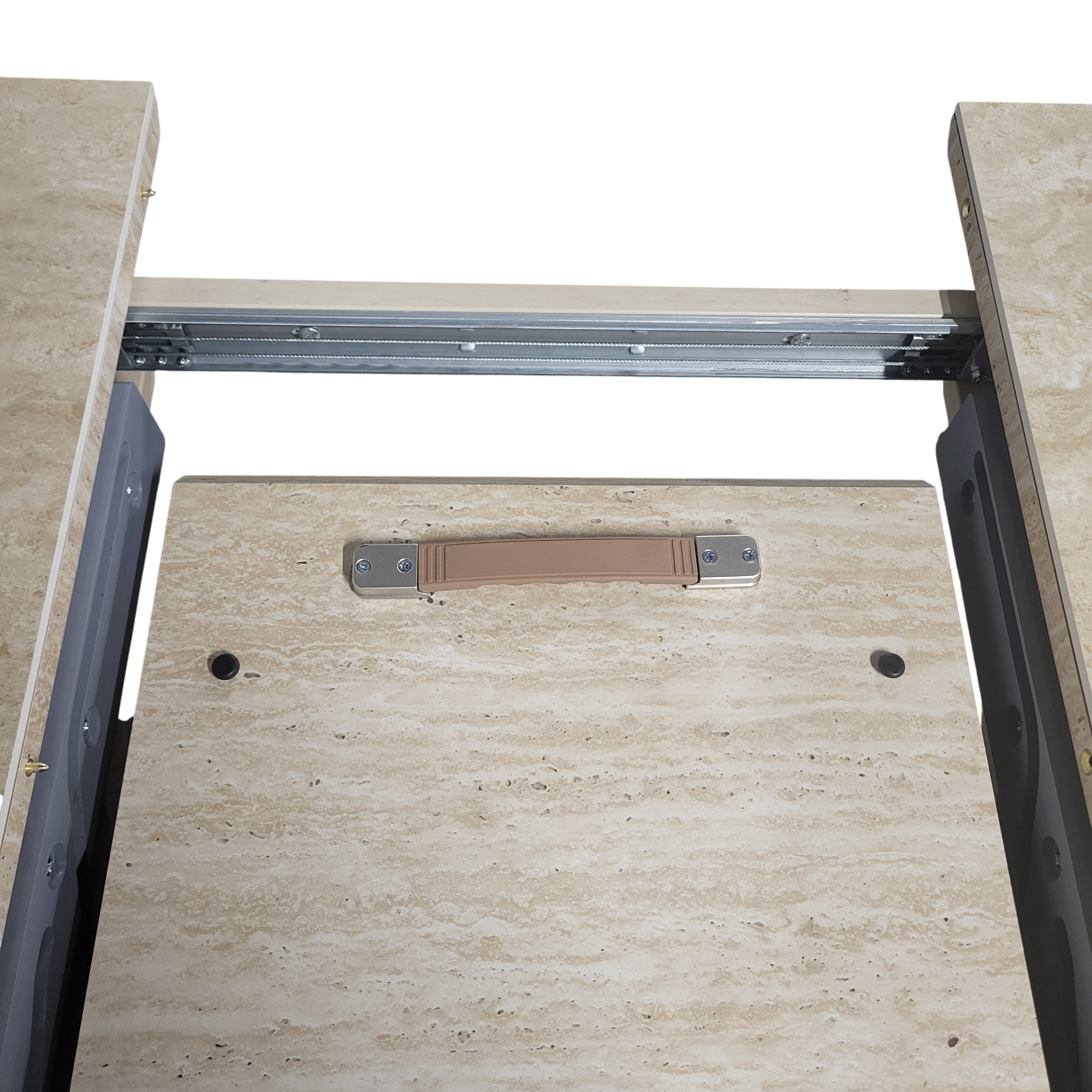 Table à manger rallonge Vanessa en travertin et céramique – 160 à 200 cm SKU 21