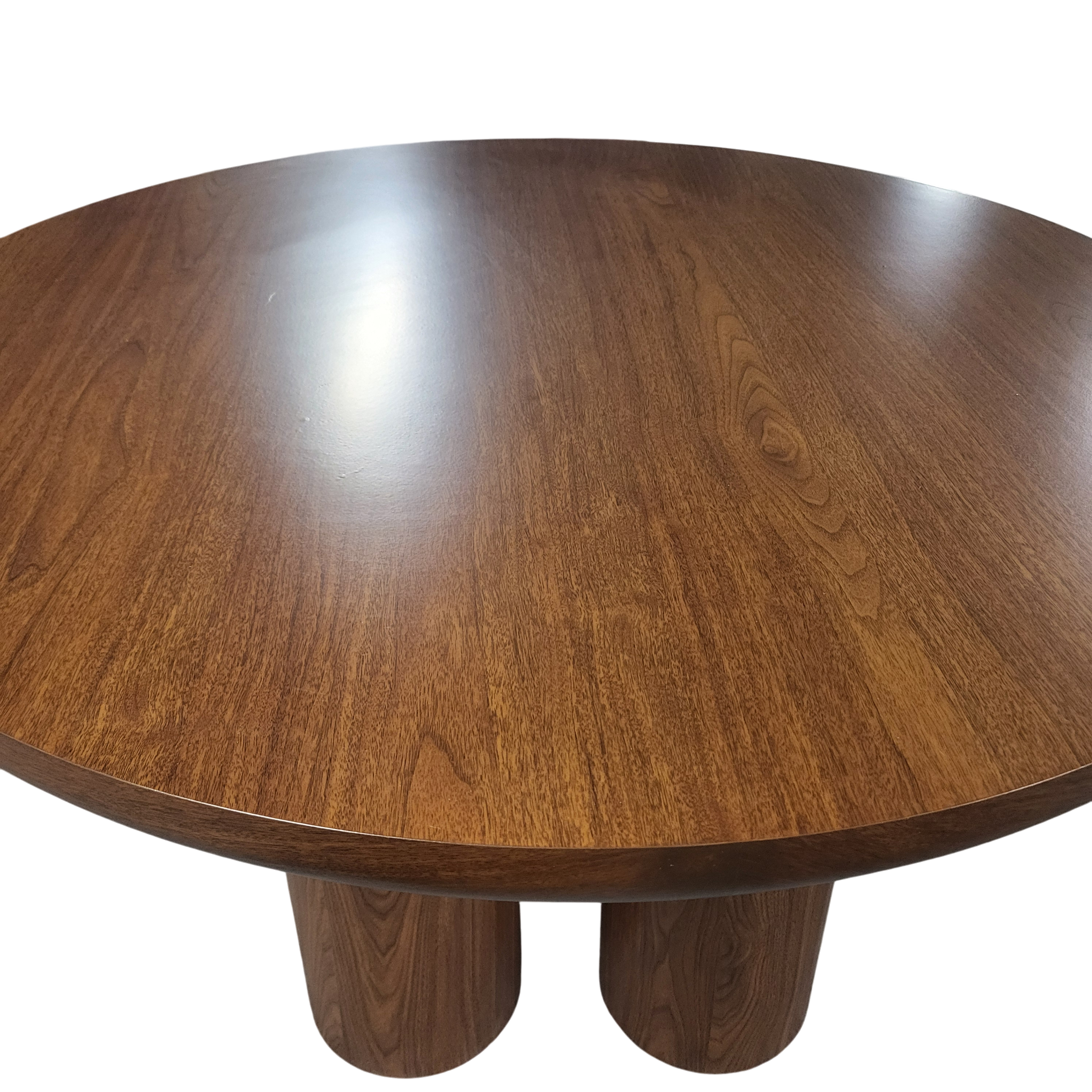 Table ronde MAYA plateau et pieds en effet noyer - Ø110 cm REF 34