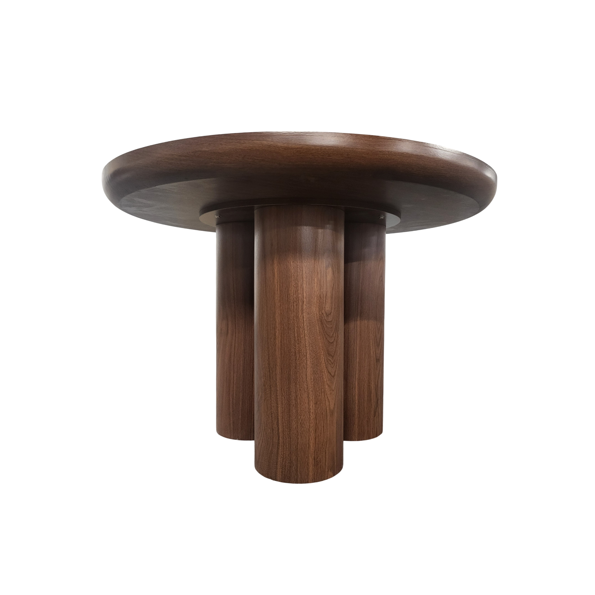 Table ronde MAYA plateau et pieds en effet noyer - Ø110 cm REF 34