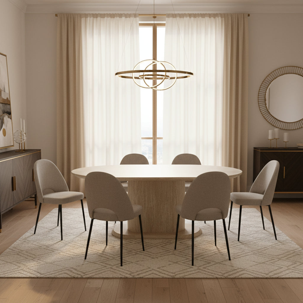 TABLE A MANGER LEA EFFET TRAVERTIN 150