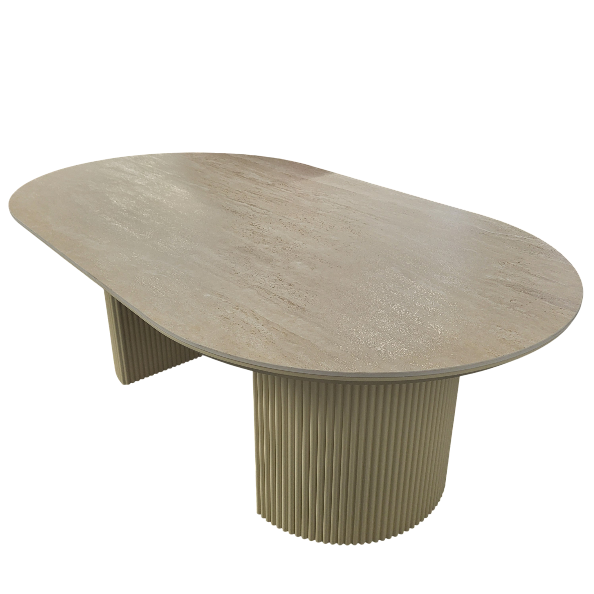 Table basse CALYPSO plateau en céramique effet travertin - 120 cm sku 10