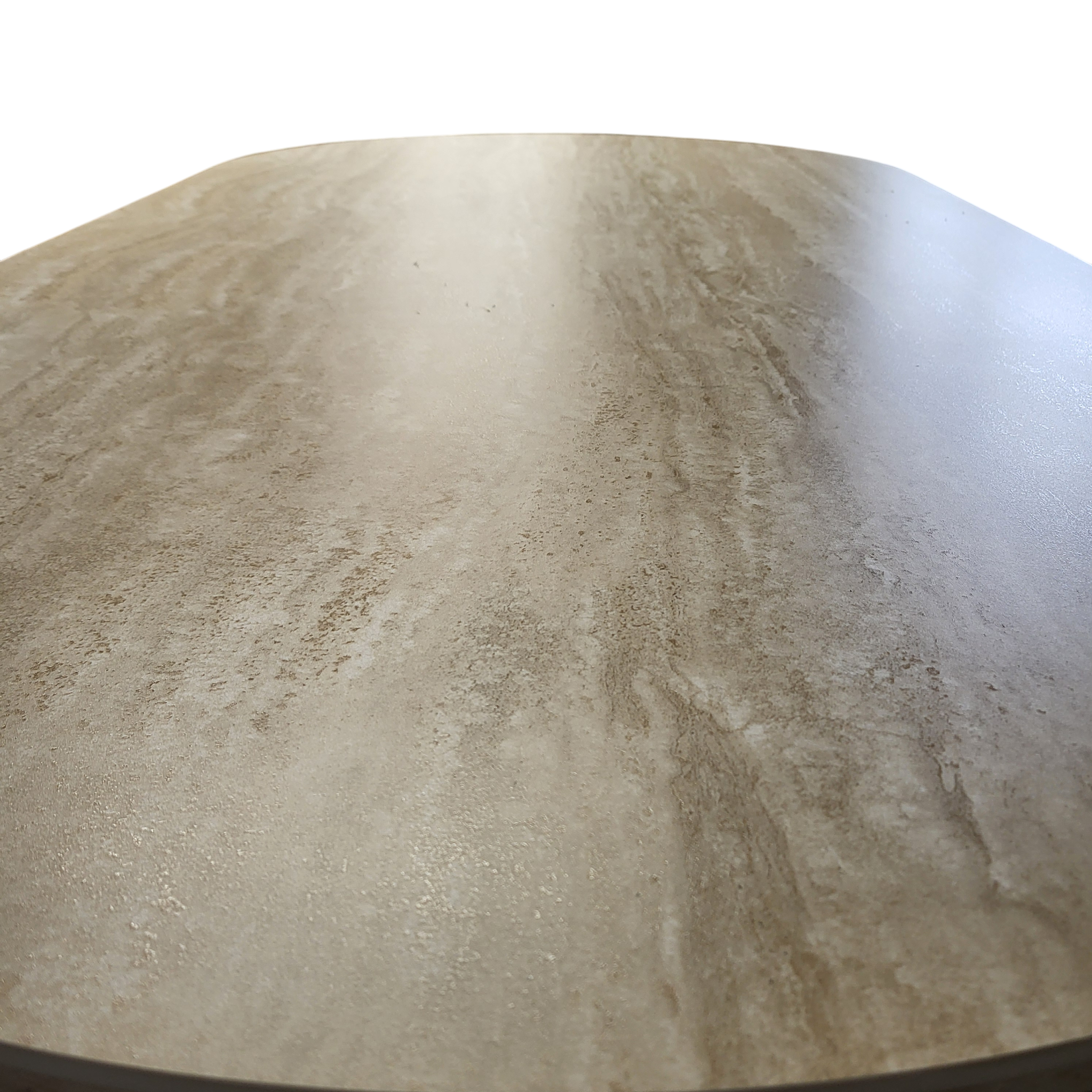 Table à manger JOSEPHINE plateau en céramique effet travertin - 180 cm + 4x Chaises HERA Taupe - Pieds en bois de chêne