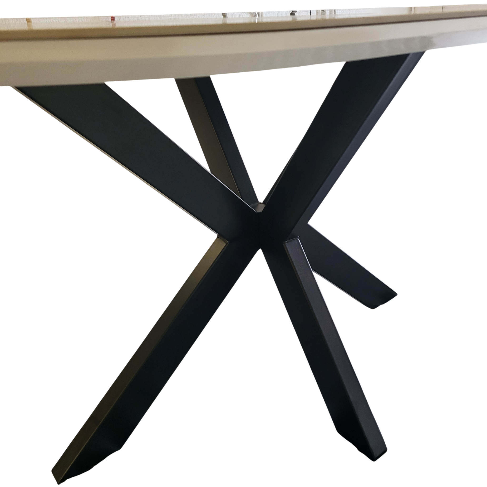 Table à manger OPHELIA plateau marbre blanc et gris - Pied central croisé noir - 180 cm sku 3