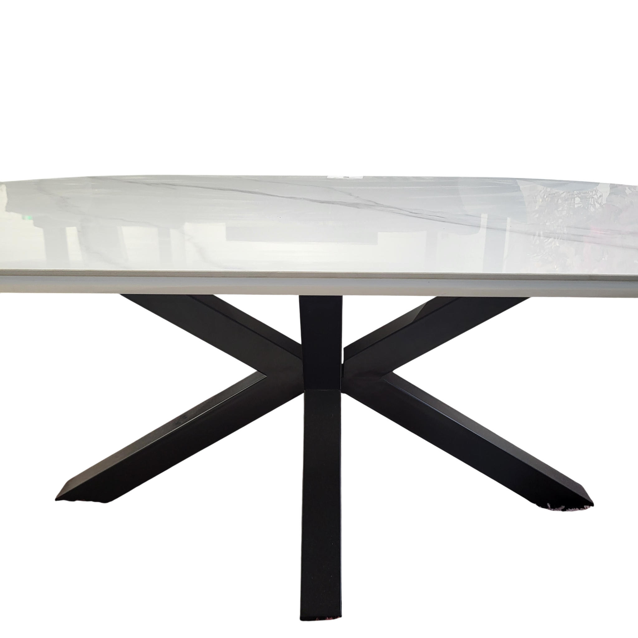 Table basse OPHELIA marbre blanc et gris - Pied croisé noir sku 5.