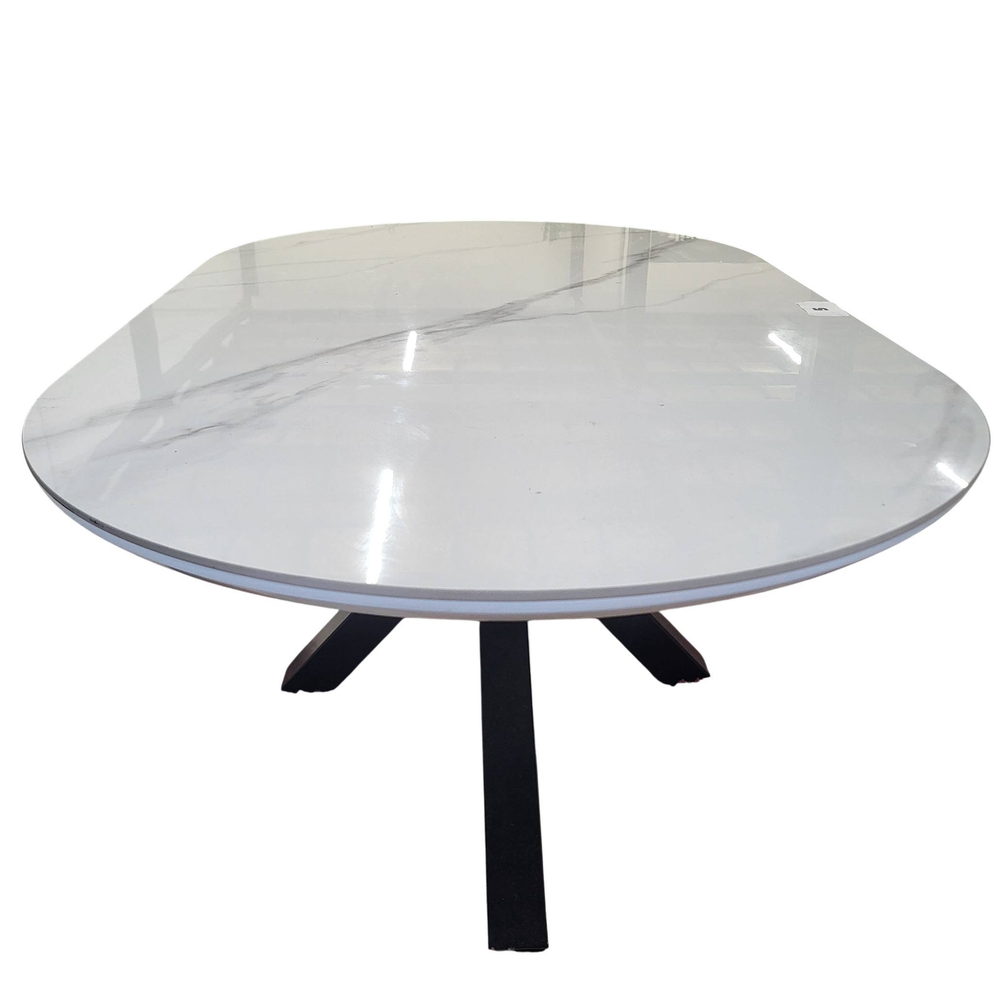 Table basse OPHELIA marbre blanc et gris - Pied croisé noir sku 5.