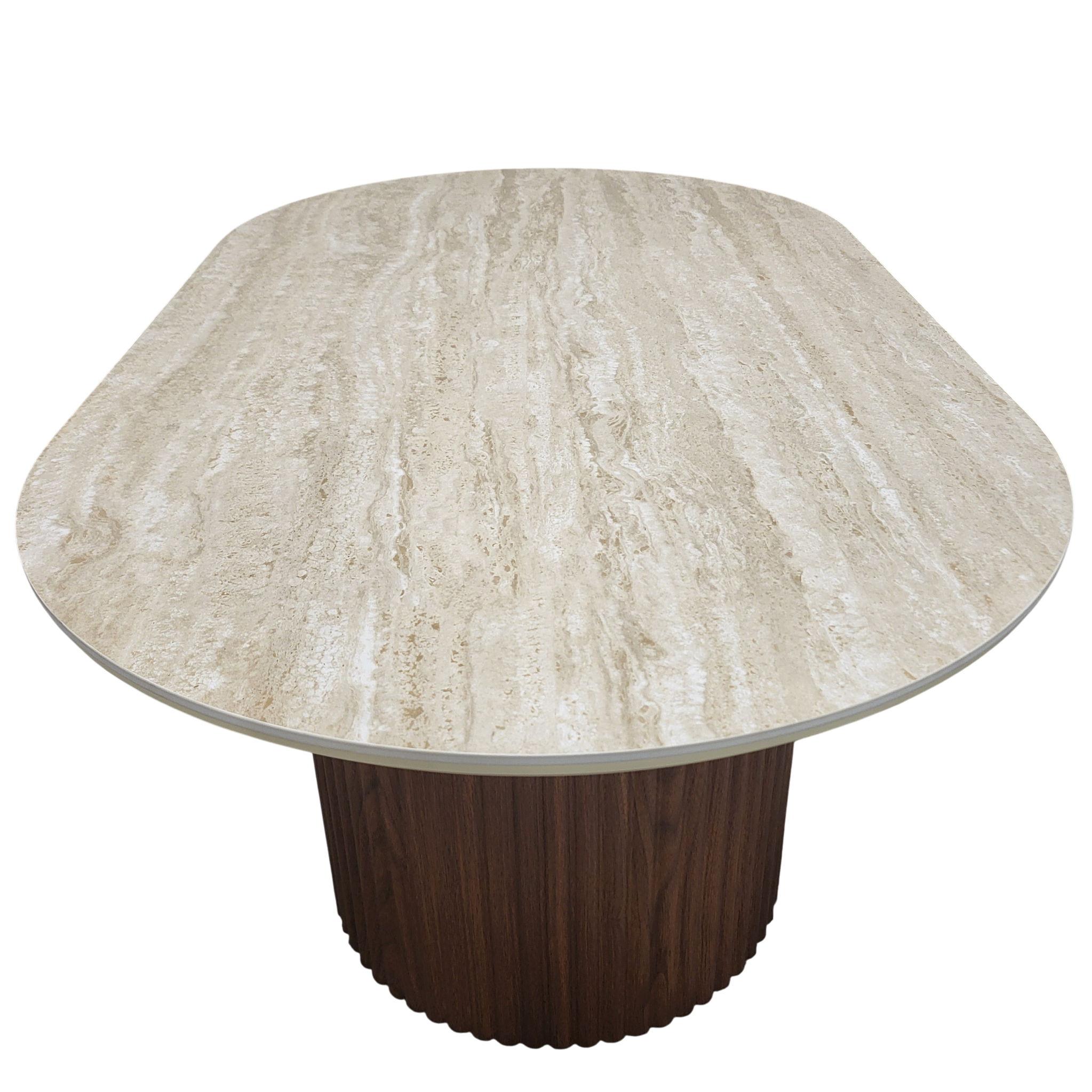 Table basse CALYPSO en céramique effet travertin et bois noyer – 120 cm sku 25