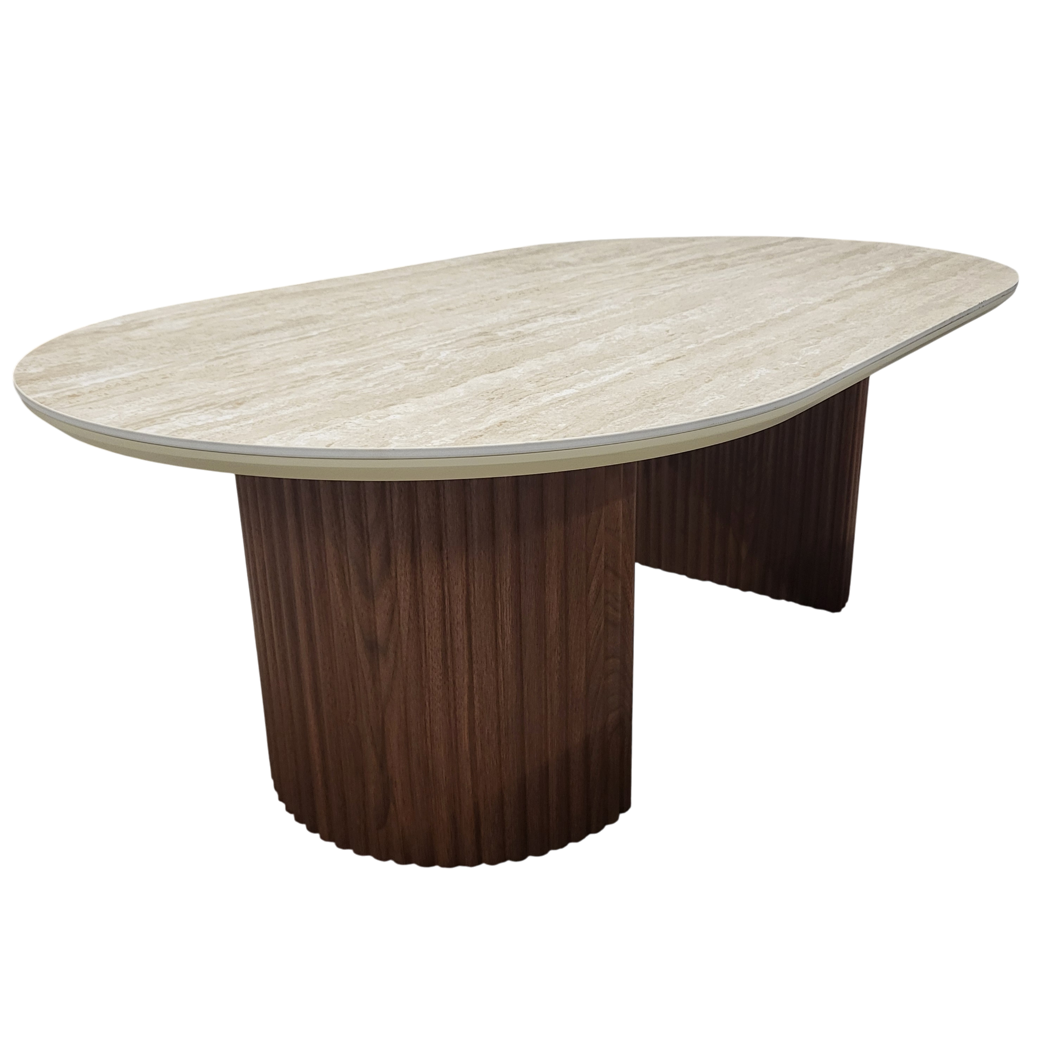Table basse CALYPSO en céramique effet travertin et bois noyer – 120 cm sku 25
