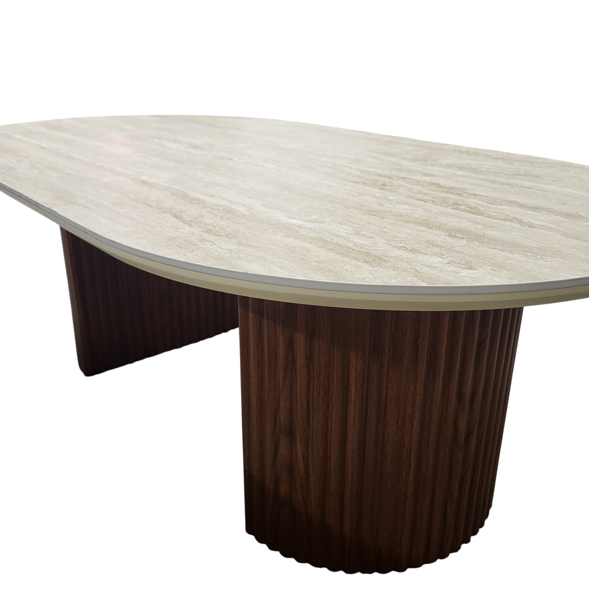 Table basse CALYPSO en céramique effet travertin et bois noyer – 120 cm sku 25