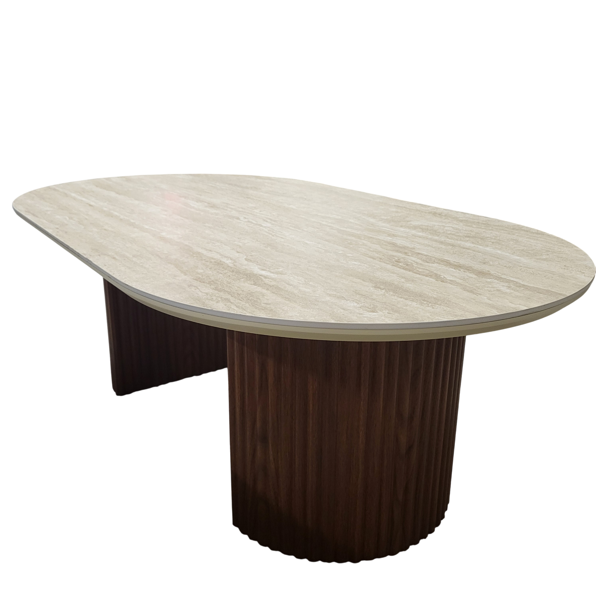 Table basse CALYPSO en céramique effet travertin et bois noyer – 120 cm sku 25