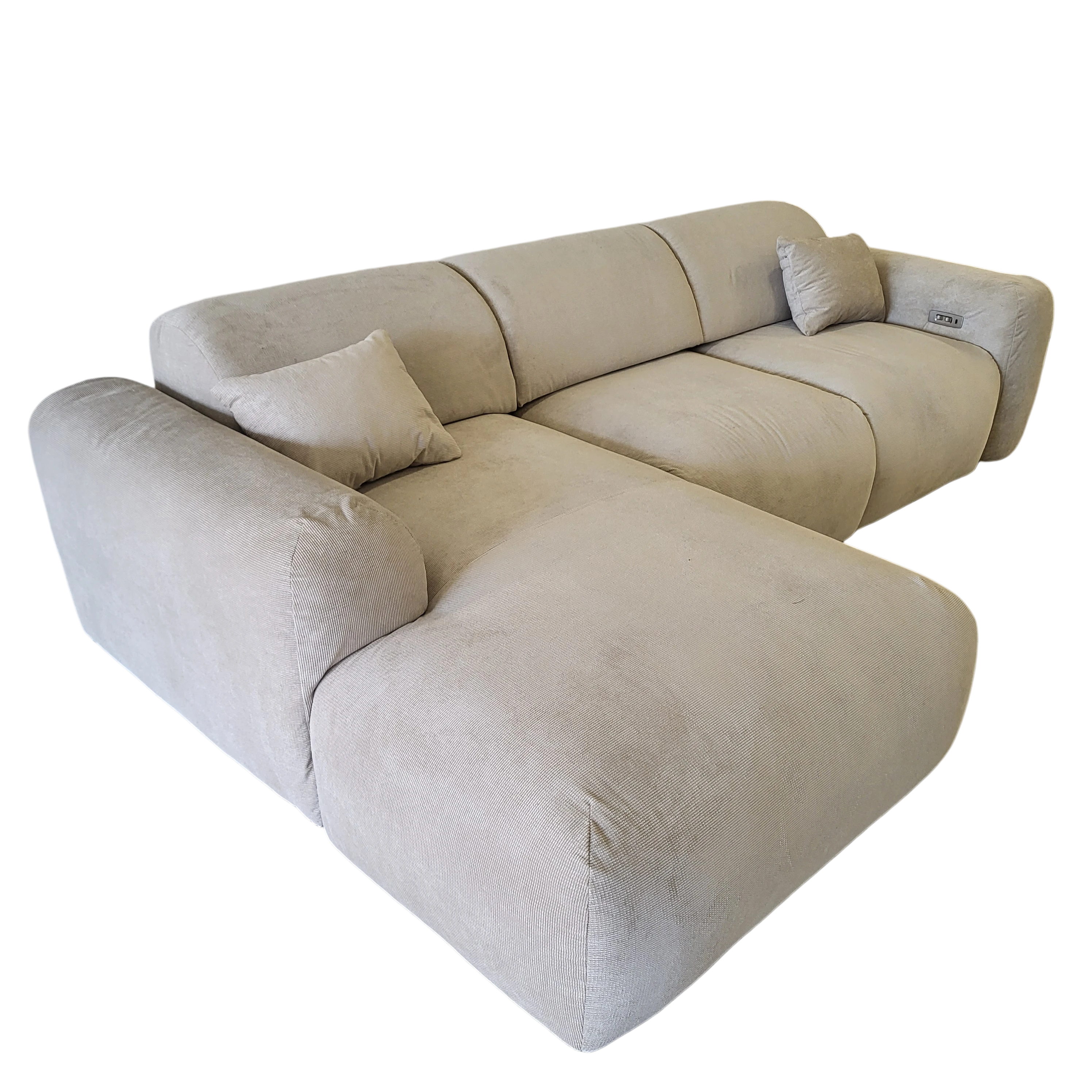 Canapé convertible électrique CLOUD - velours côtelé fin taupe