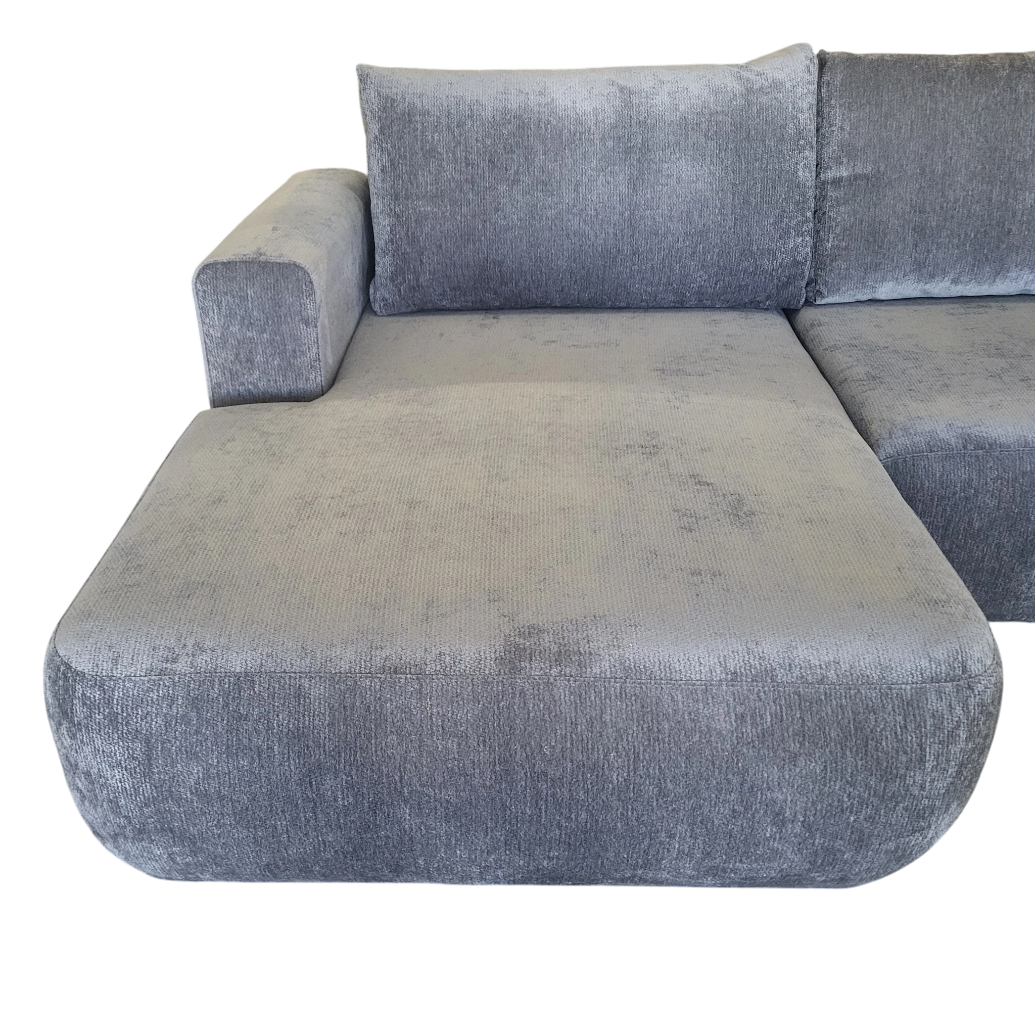Canapé convertible avec coffre de rangement - COMO - Tissu texturé gris foncé