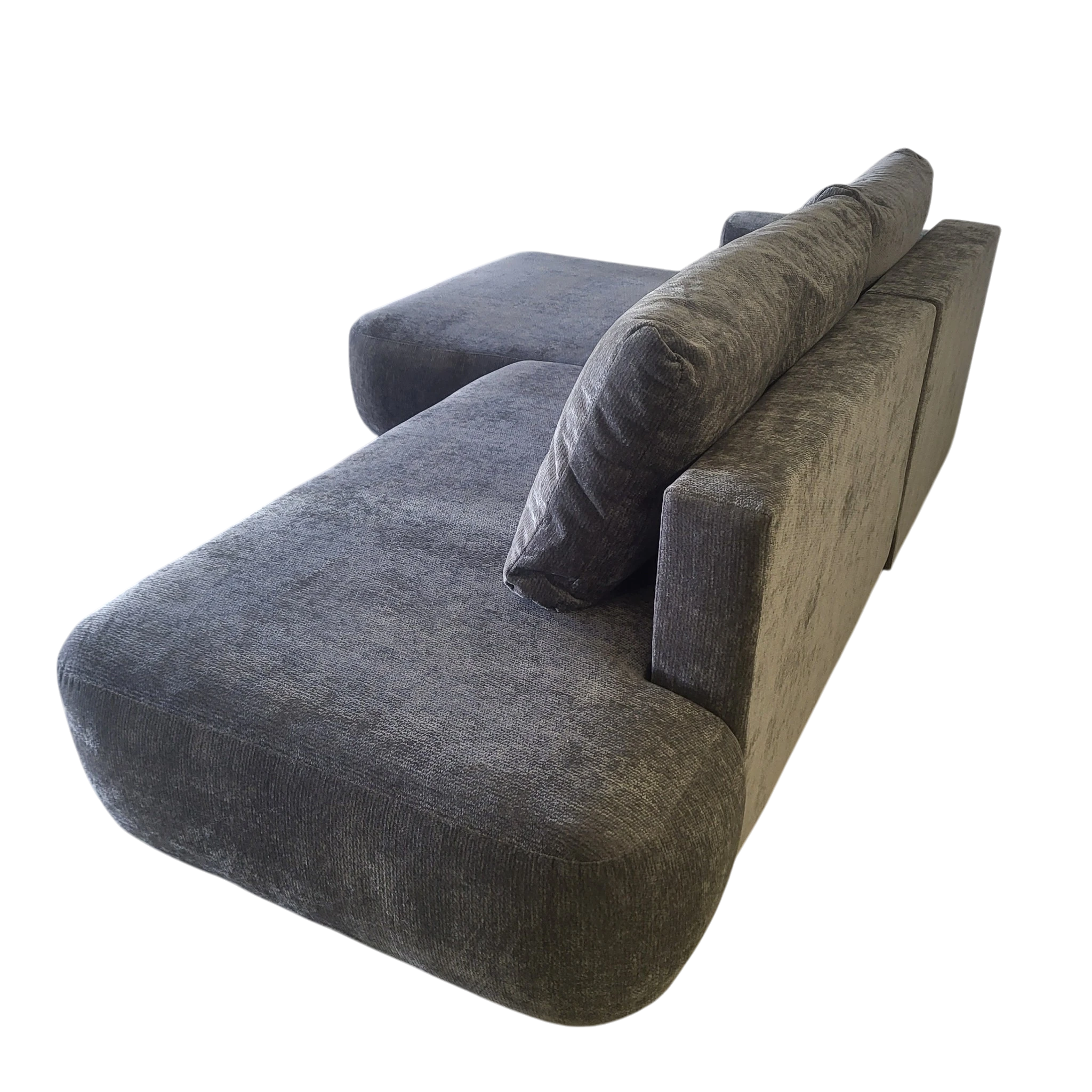 Canapé convertible avec coffre de rangement - COMO - Tissu texturé gris foncé