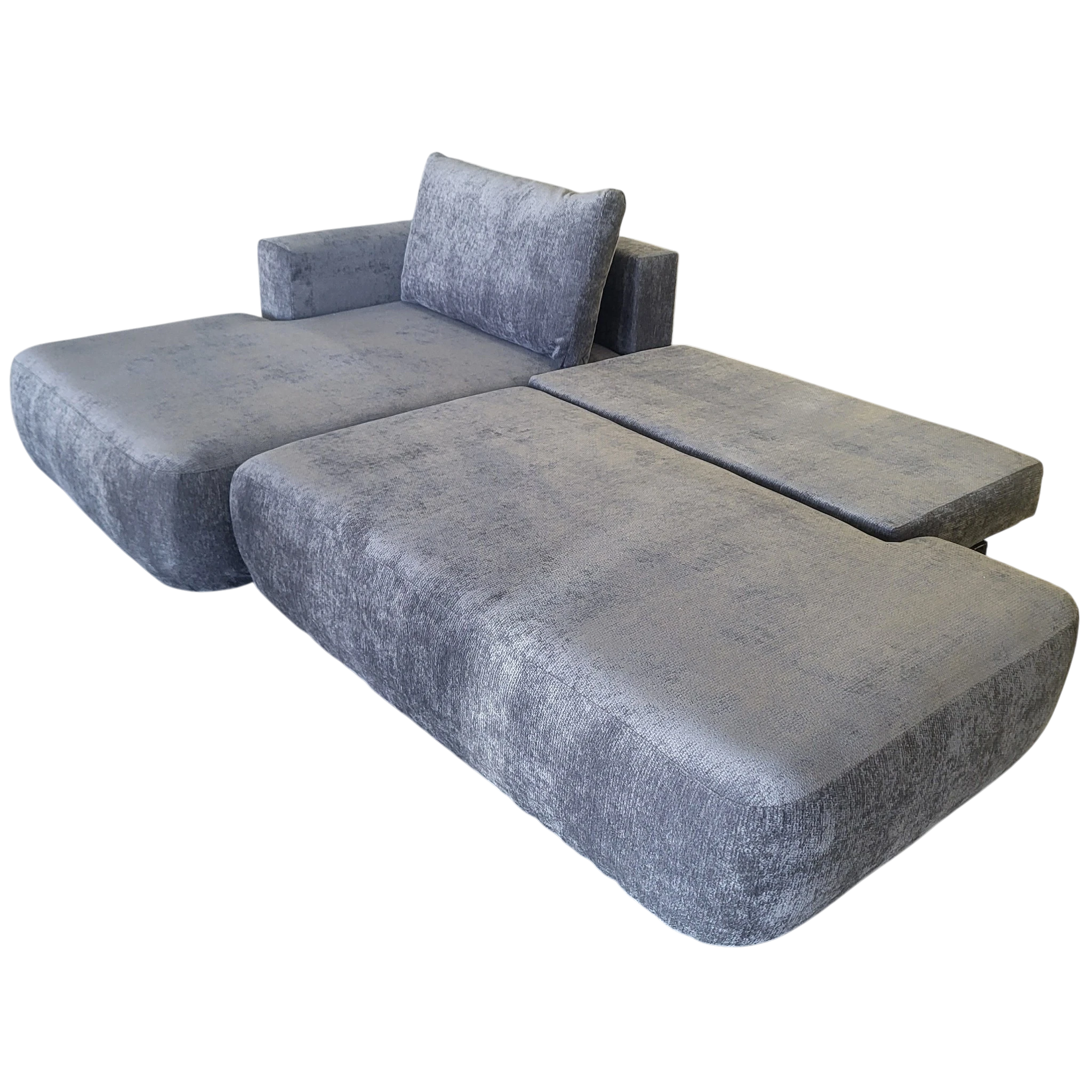 Canapé convertible avec coffre de rangement - COMO - Tissu texturé gris foncé