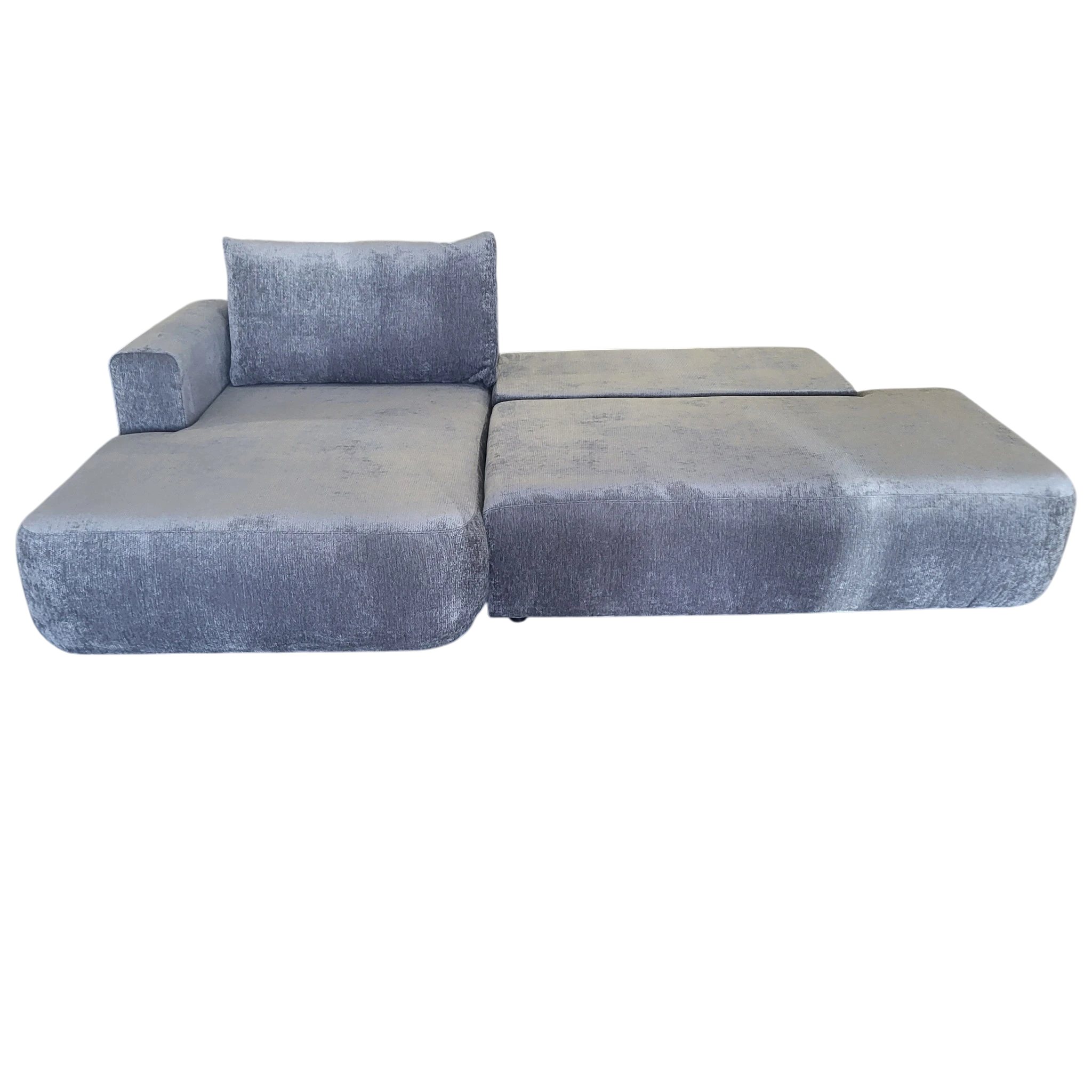 Canapé convertible avec coffre de rangement - COMO - Tissu texturé gris foncé