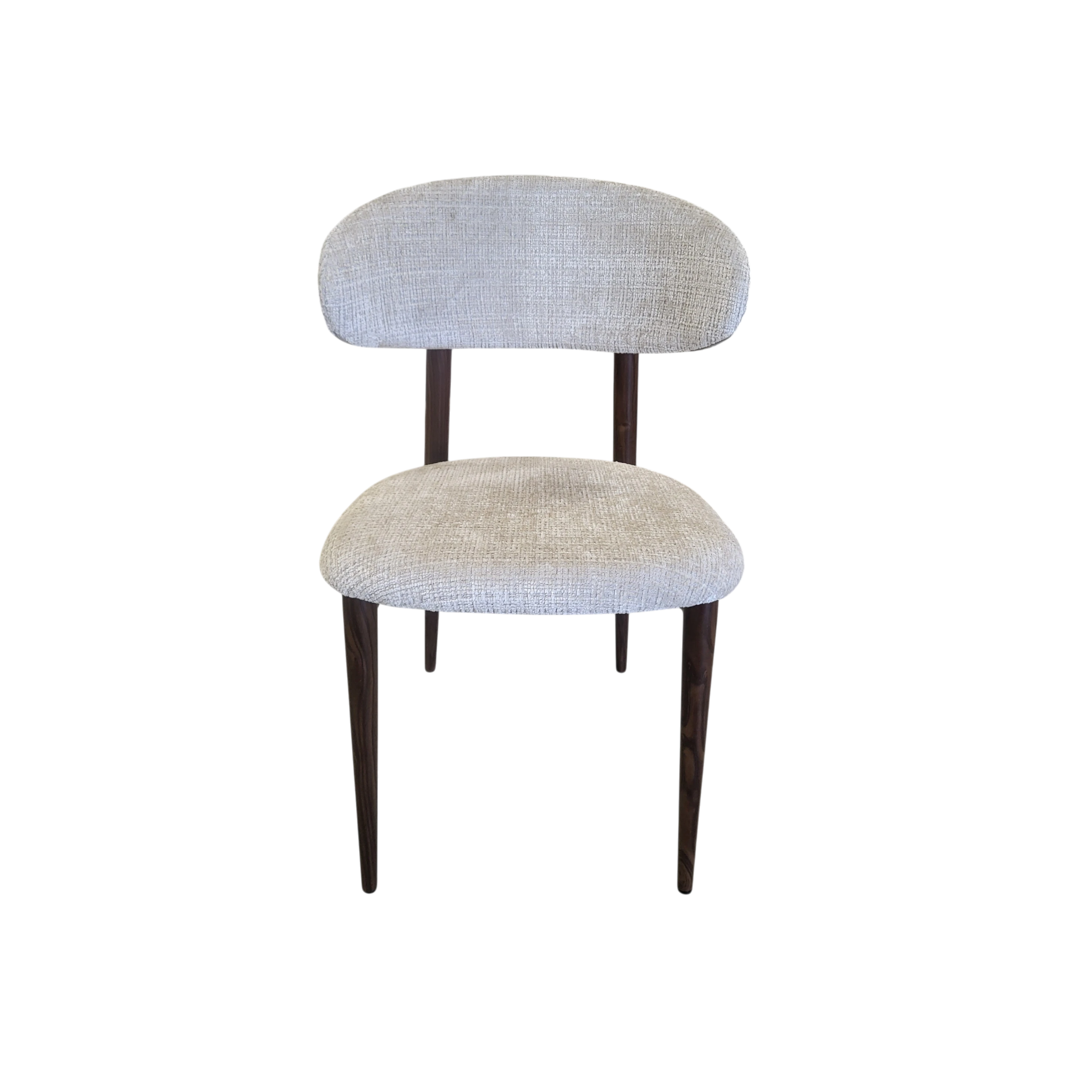 Chaise BOHEME taupe - Pied noyer - Tissu Cremona - REF 1006