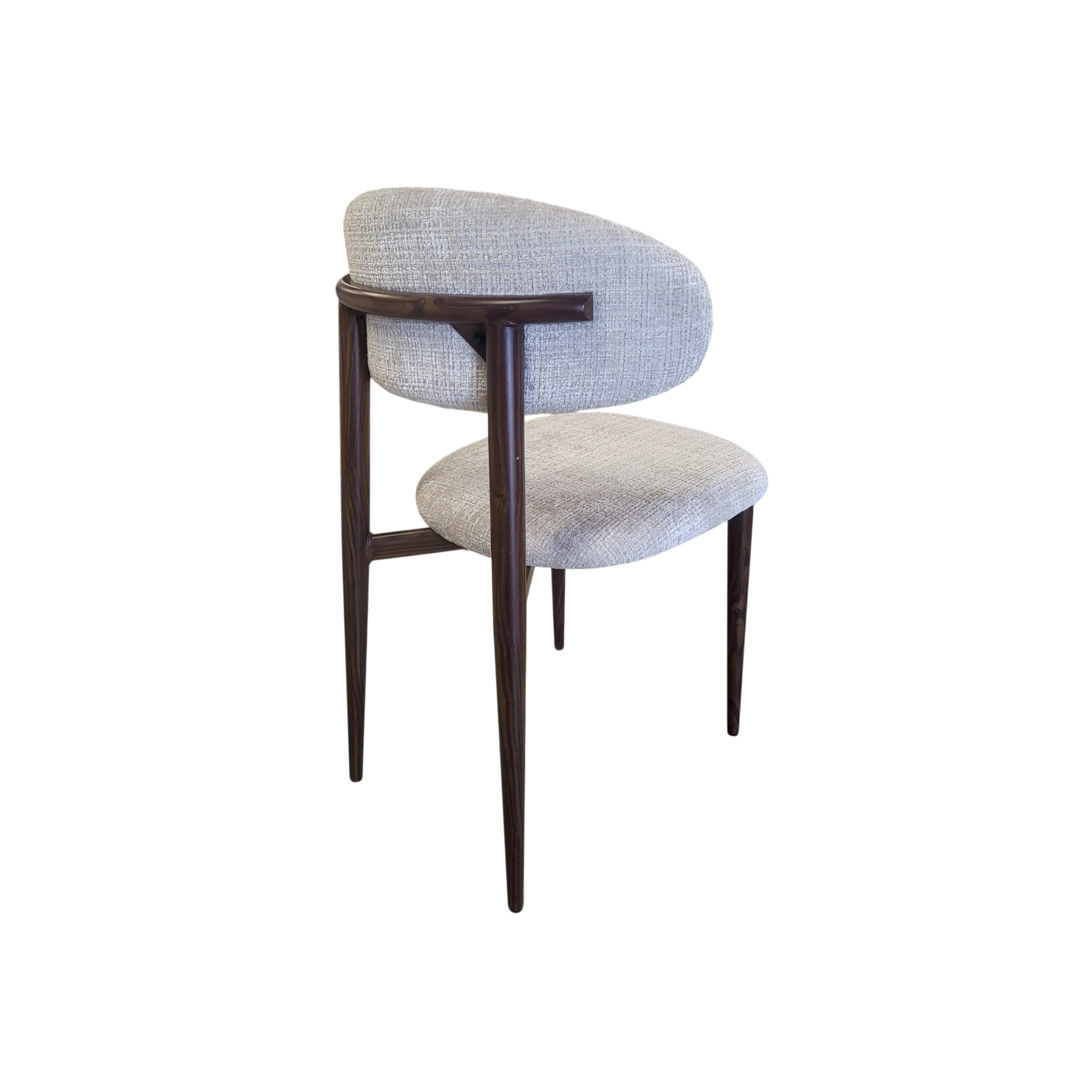 Chaise BOHEME taupe - Pied noyer - Tissu Cremona - REF 1006