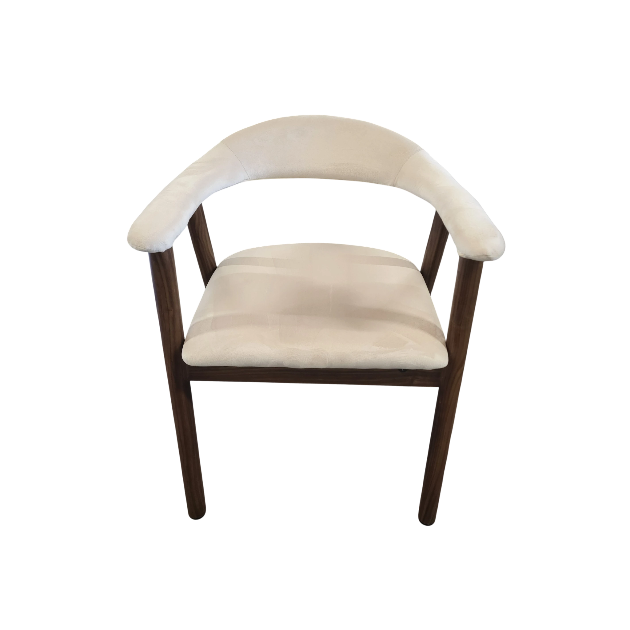 Chaise BERITA - Velours beige noyer