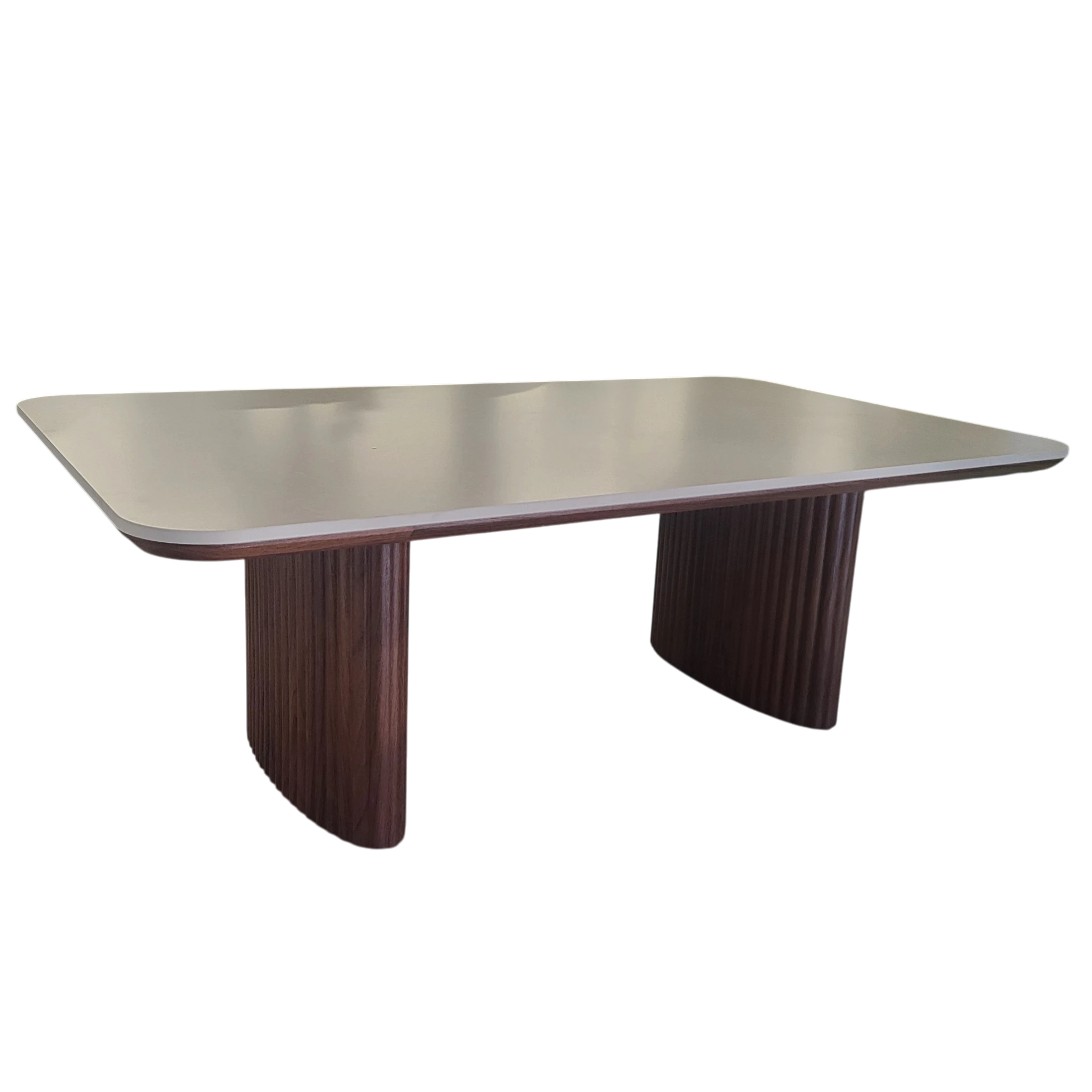 Table basse LUNA ceramic rectangle pied noyer plateau ceramic 10mm blanc cassé - sku 1010