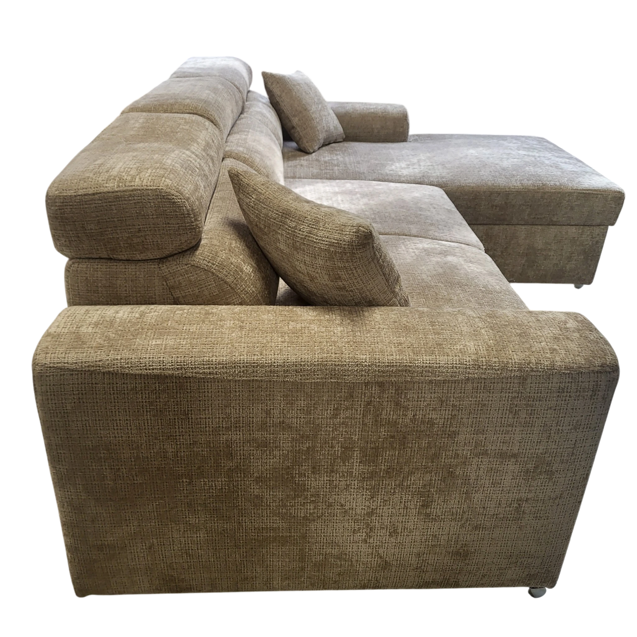 Canapé convertible BARI avec méridienne - Tissu cremona 14
