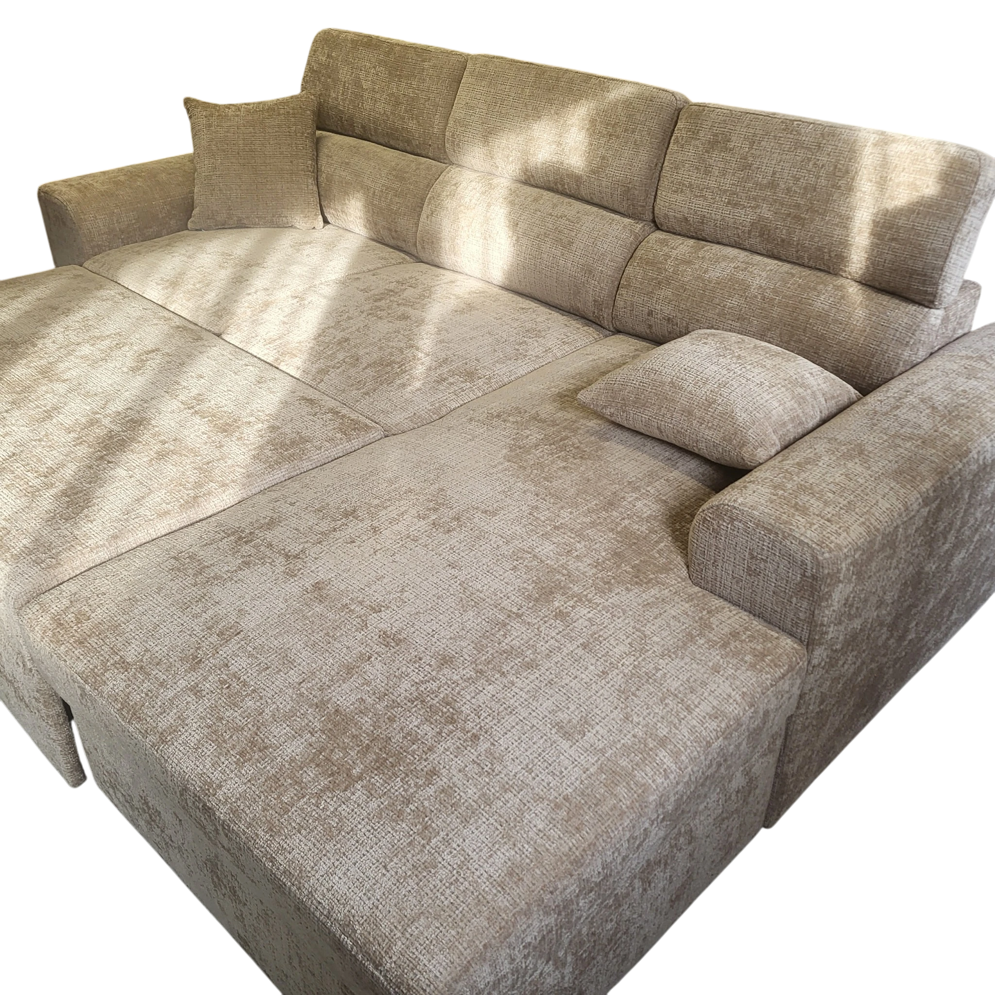 Canapé convertible BARI avec méridienne - Tissu cremona 14