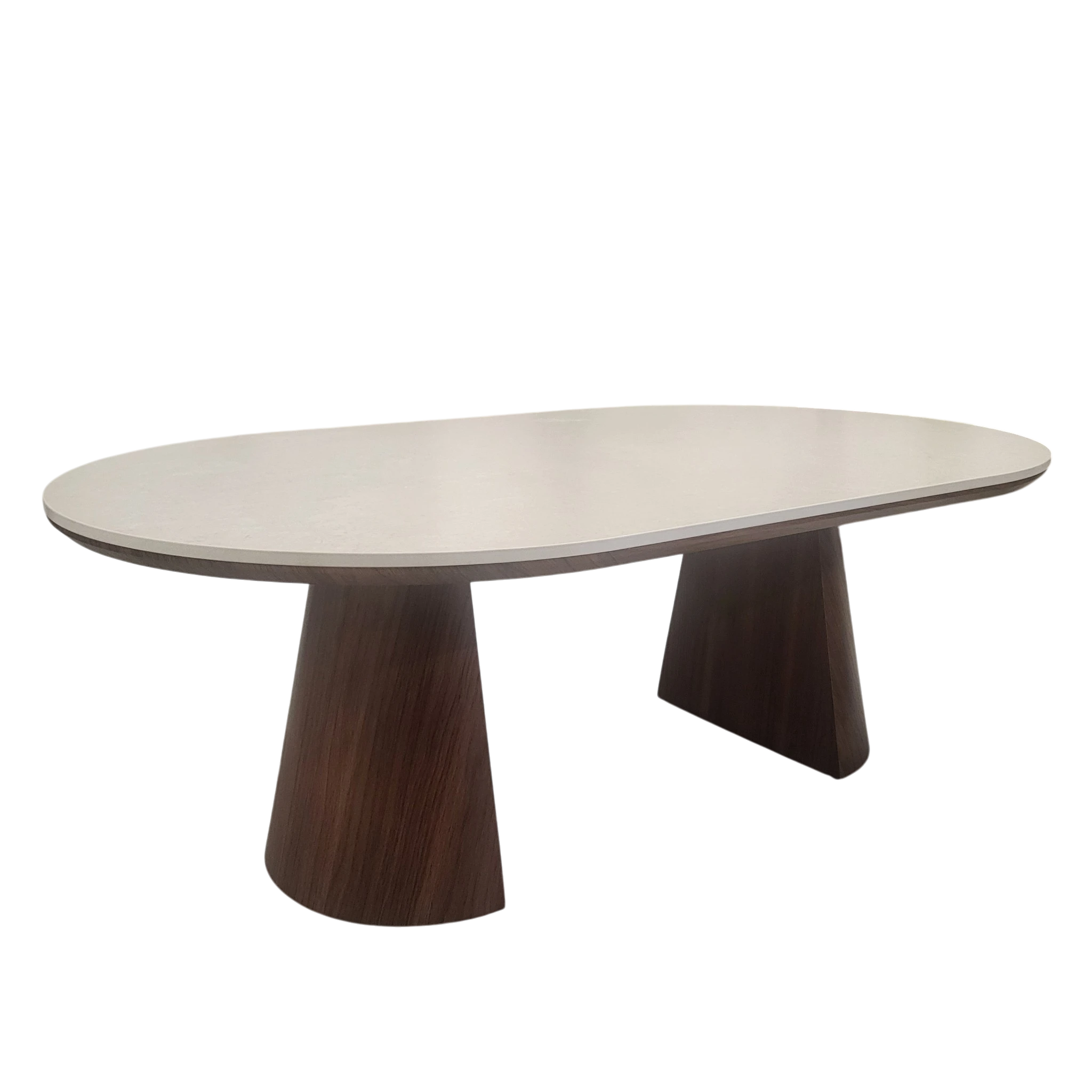 Table basse DAYNA - Plateau en céramique et pieds effet noyer REF 1013