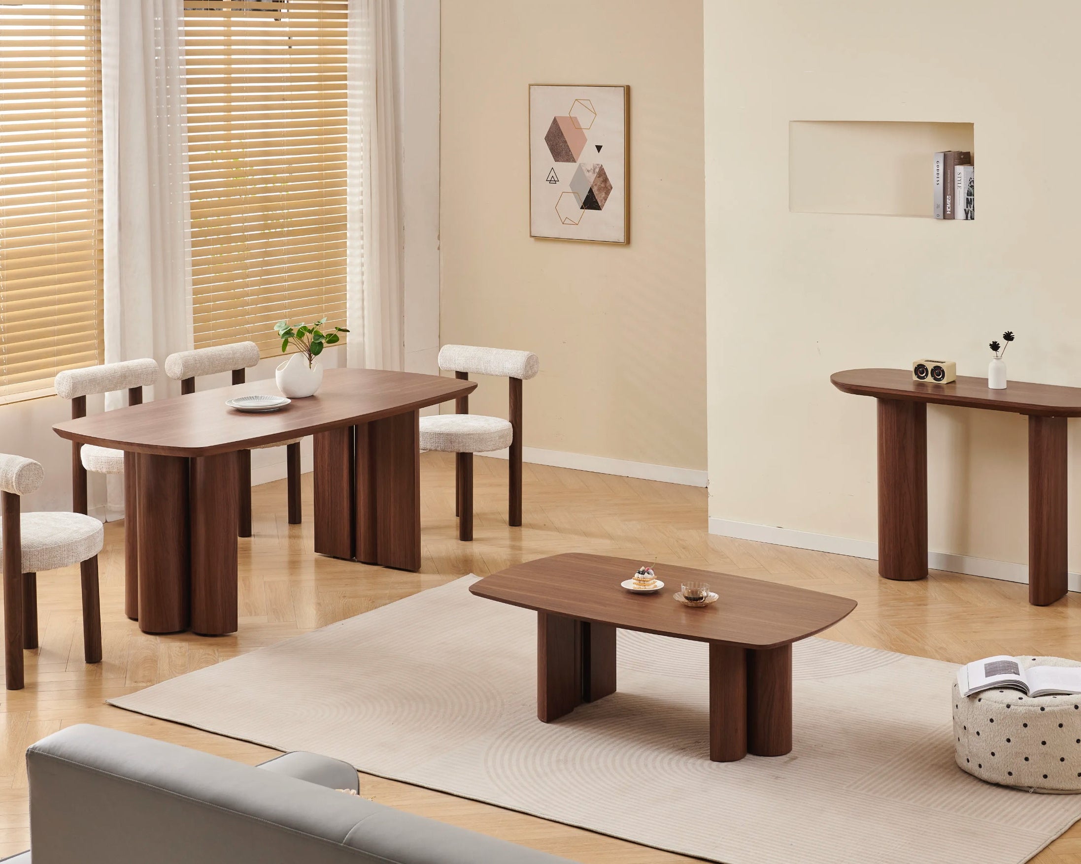 Table à manger TRINITY - Plateau noyer céramique 180 cm - REF 138