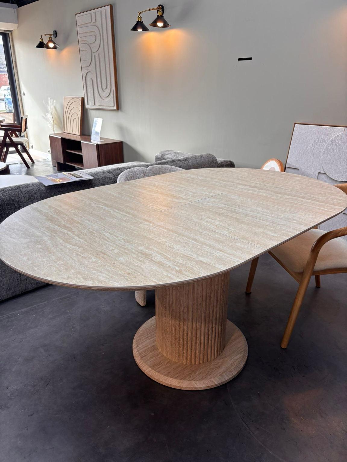 TABLE À MANGER RALLONGE CÉRAMIQUE SOFIA PIED TRAVERTIN SKU 98