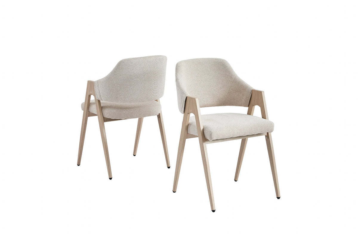 Chaise YSE beige - Pied travertin REF 146