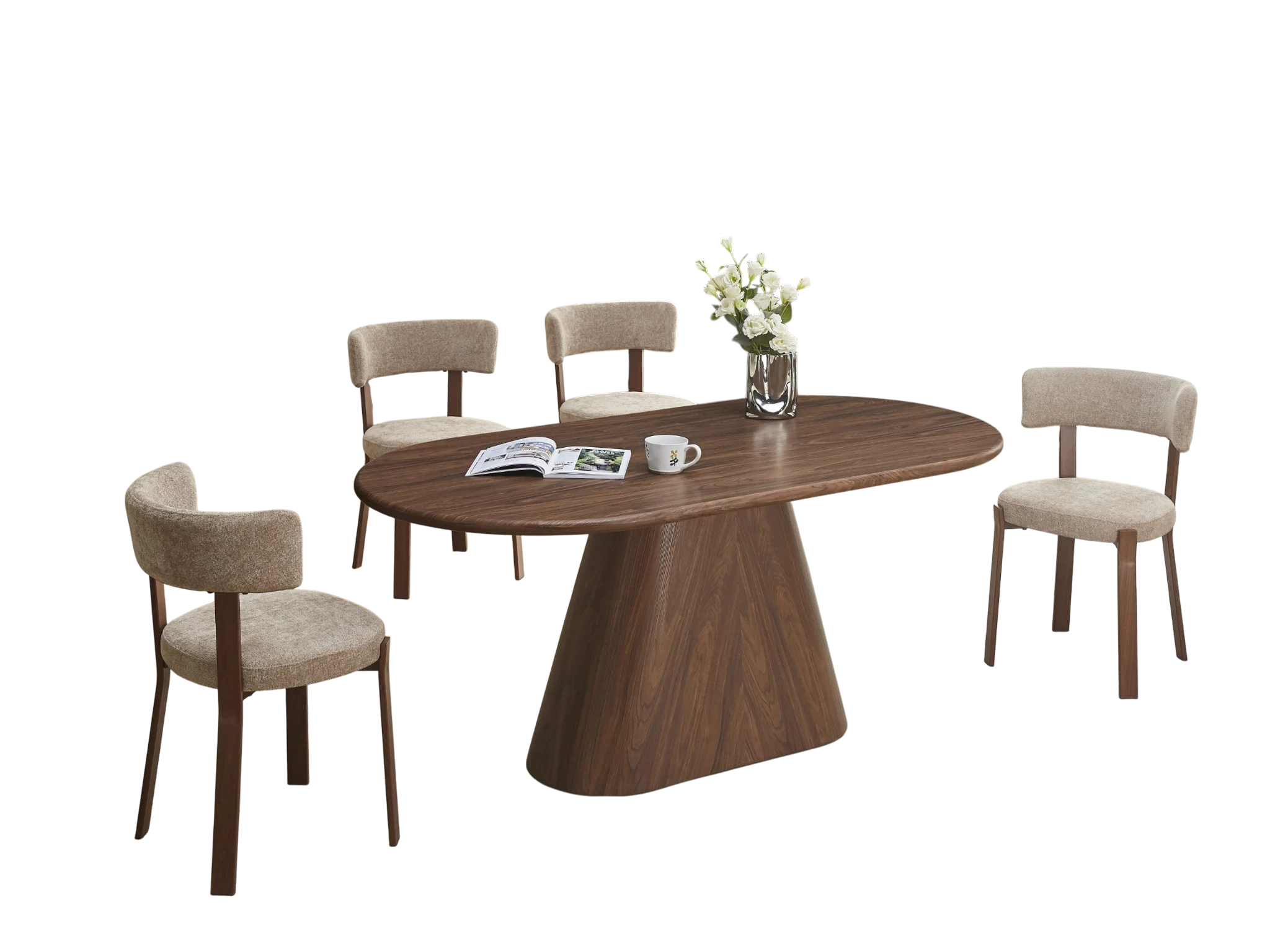 Chaise NORDIK pied effet noyer - assise marbella moka REF 1036