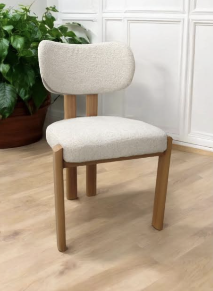 Table à manger JOSEPHINE plateau en céramique effet travertin - 180 cm + 4x Chaises HERA Taupe - Pieds en bois de chêne