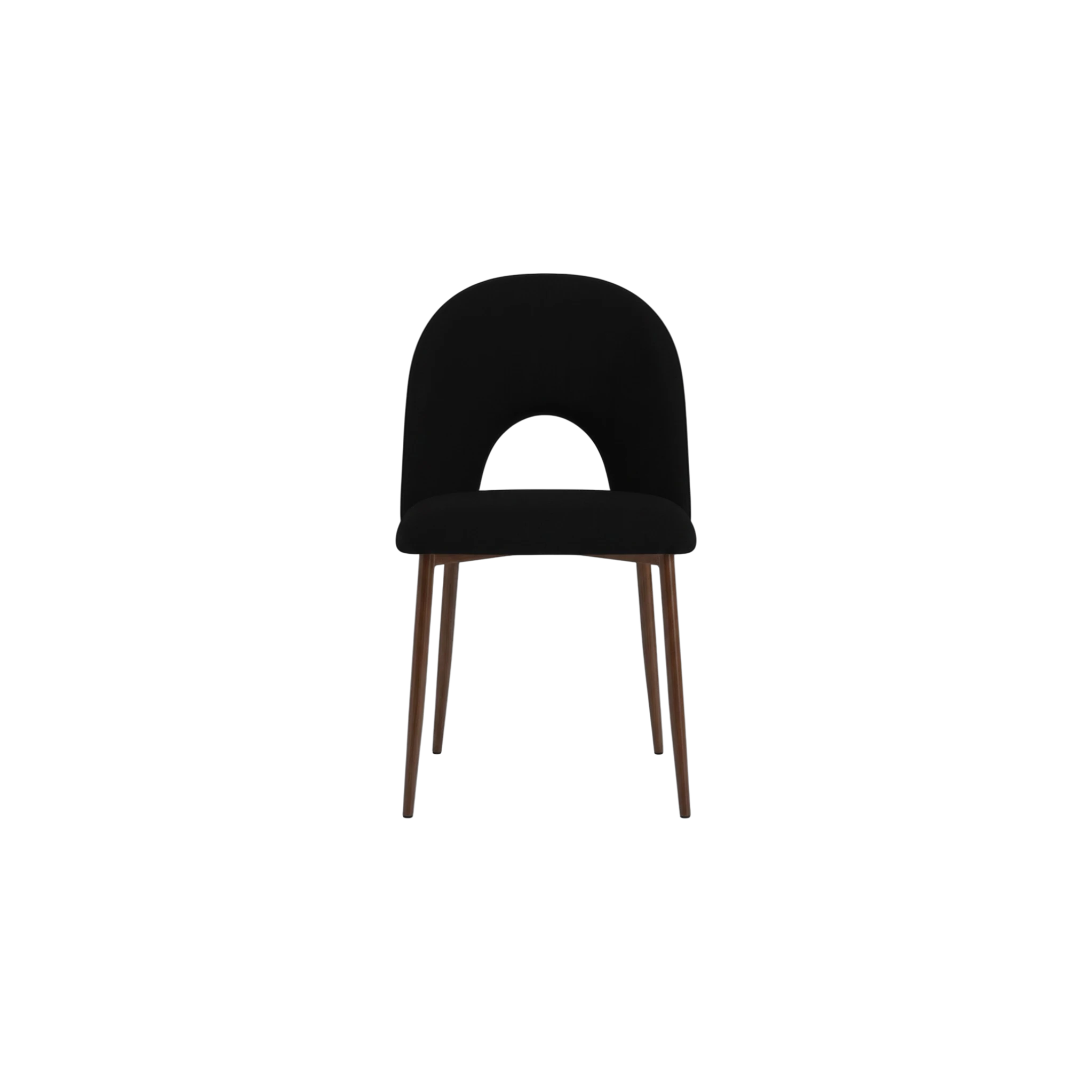 Chaise Teddy – Velours noir & pieds métal effet noyer REF 119