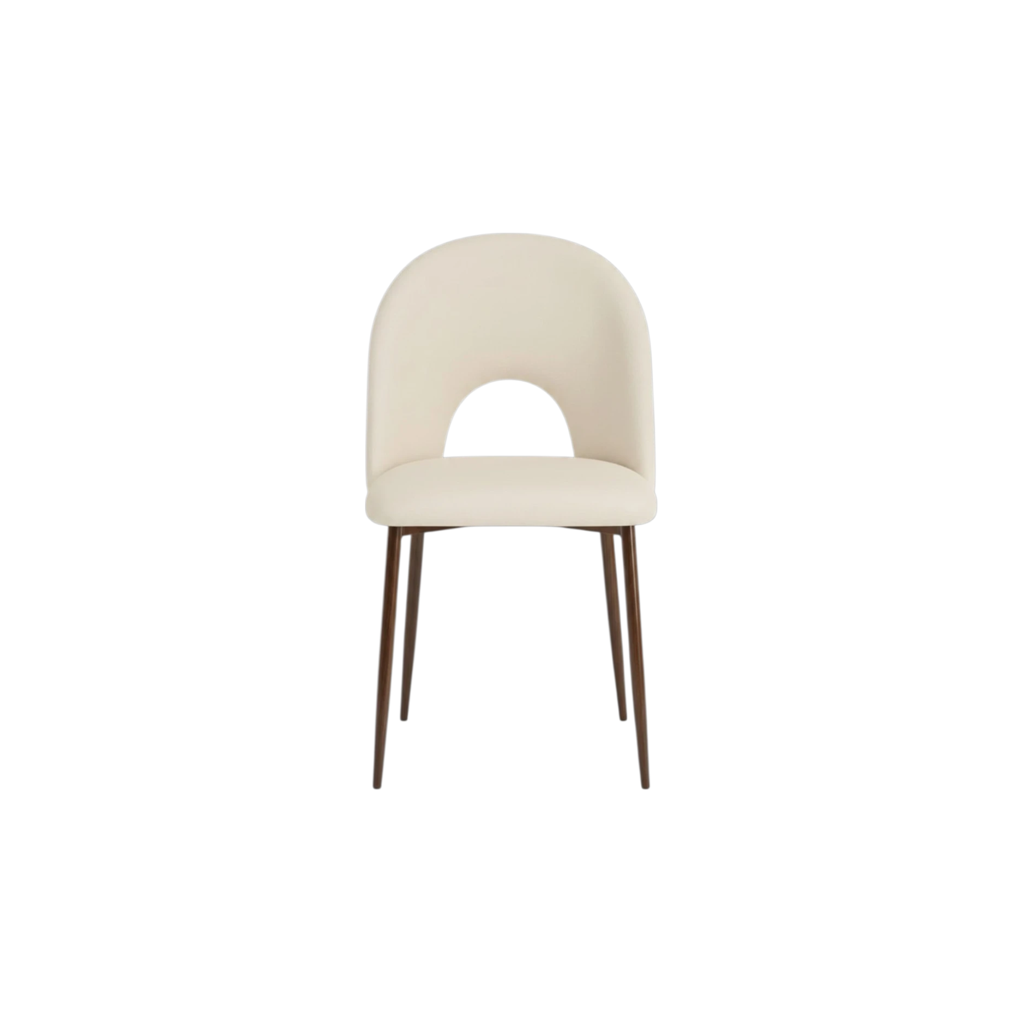 Chaise Teddy – Velours beige & pieds métal effet noyer 115