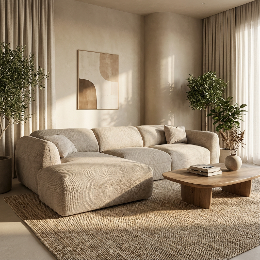 Canapé CLOUD - Tissu chenille taupe