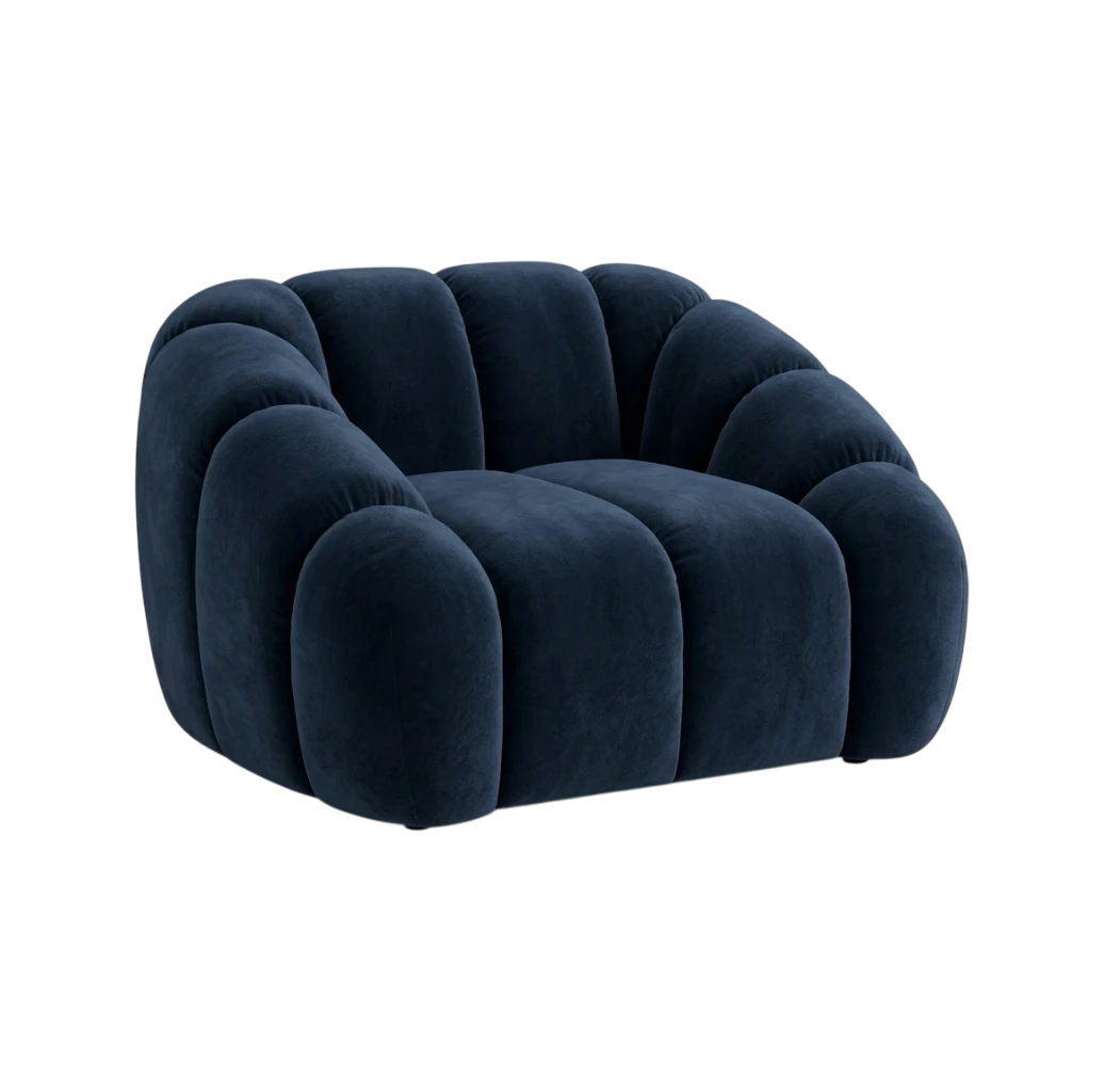 Fauteuil LUNA bleu nuit - Tissu MONOLITH 77