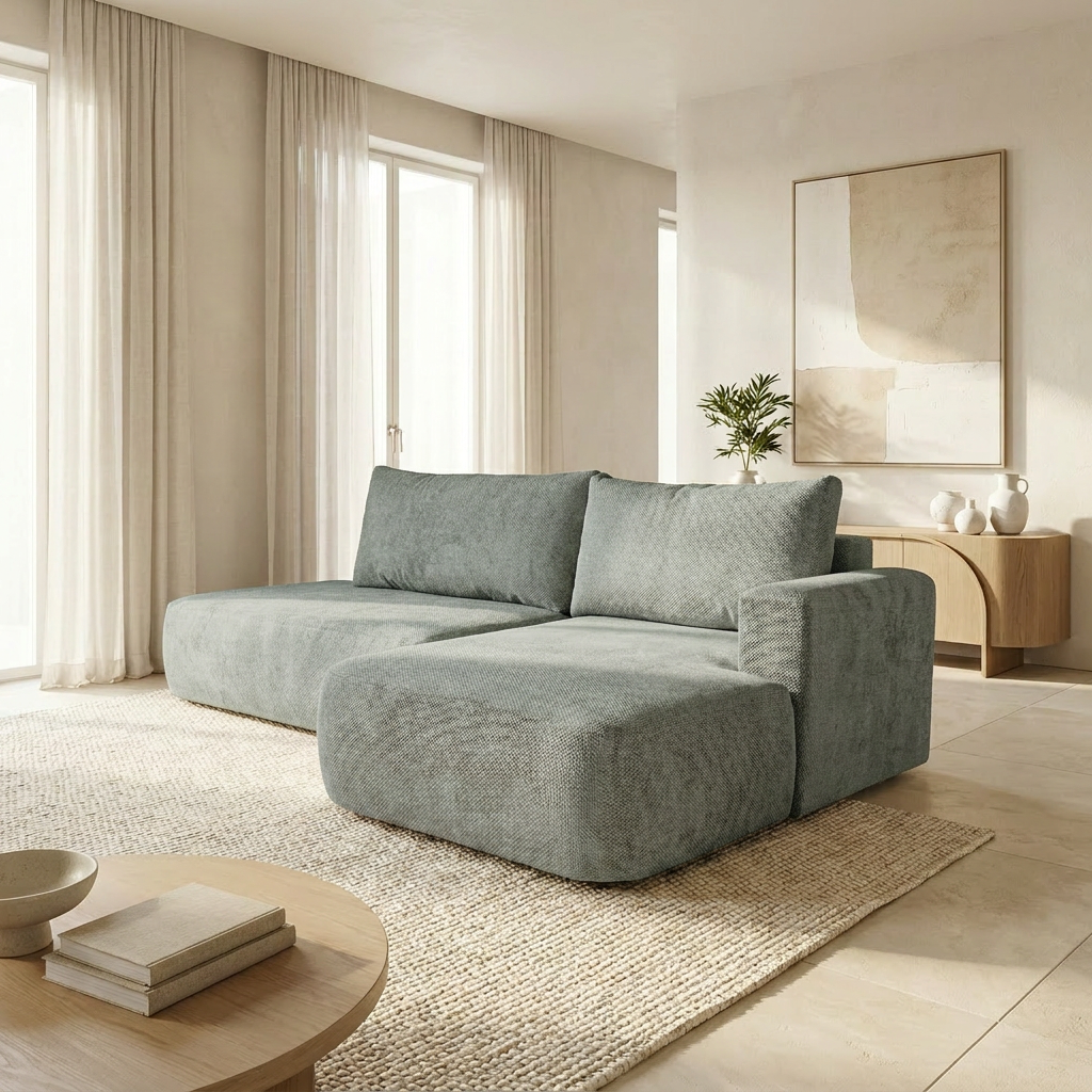 Canapé convertible avec coffre de rangement - COMO - Tissu VIBE 85