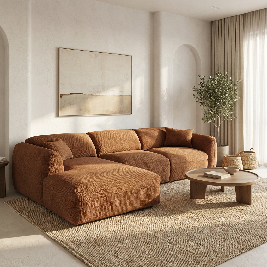 Canapé CLOUD - Tissu chenille terracota