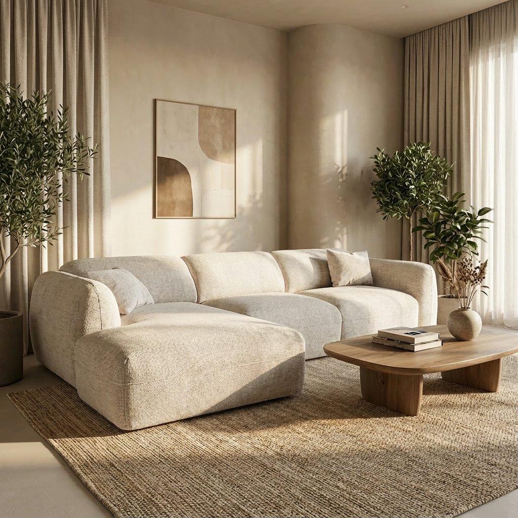 Canapé CLOUD - Tissu marbella crème