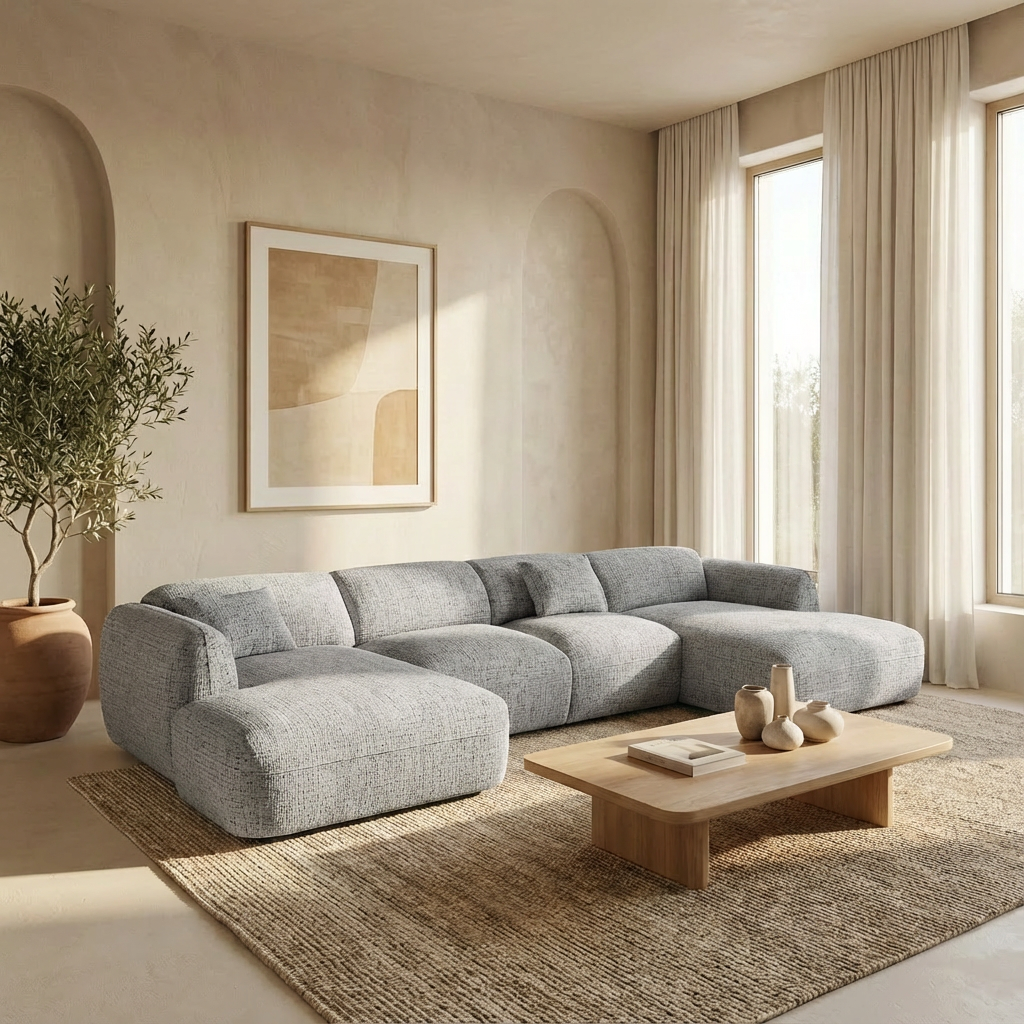 Canapé CLOUD U MARBELLA - Tissu gris claire