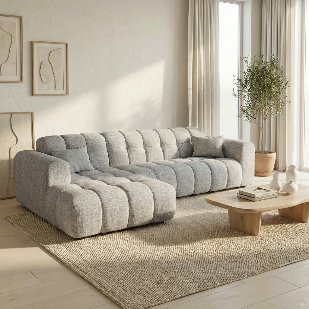 Canapé LINEA avec méridienne - Tissu kansas 12