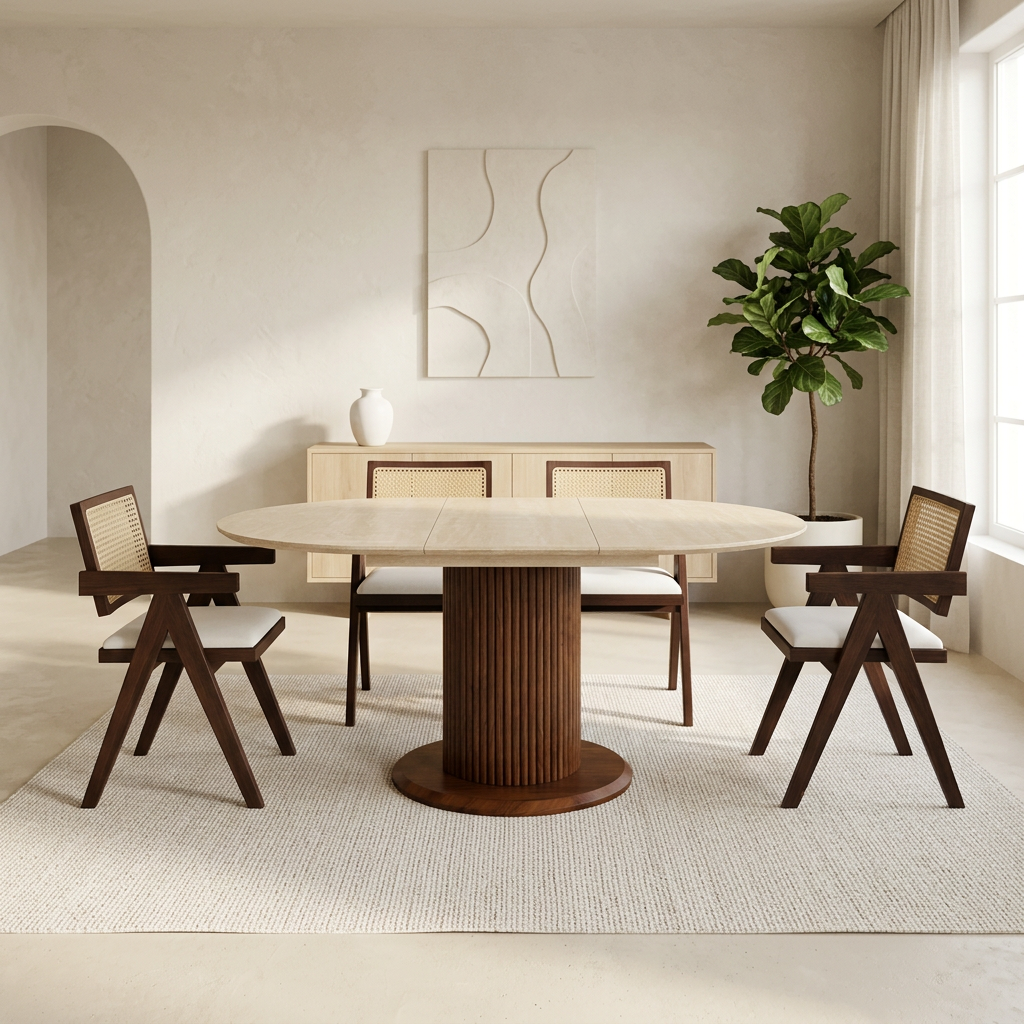 TABLE À MANGER RALLONGE CÉRAMIQUE SOFIA PIED NOYER REF 97
