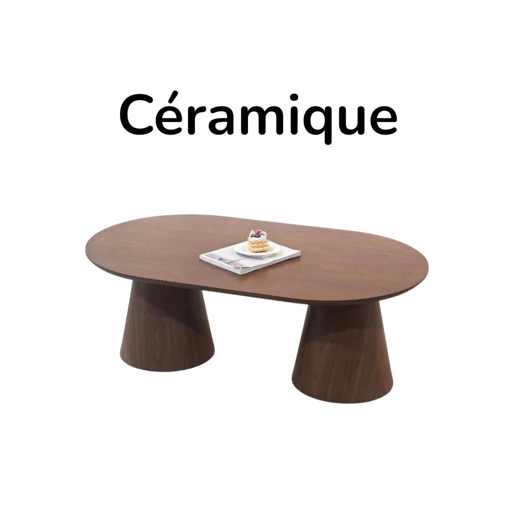 Table basse ICONIC plateau céramique et pieds noyer - 120 cm REF 149