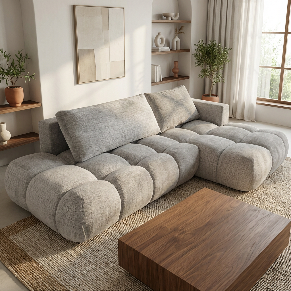 Canapé convertible avec coffre de rangement - MILANO - Tissu marbella gris