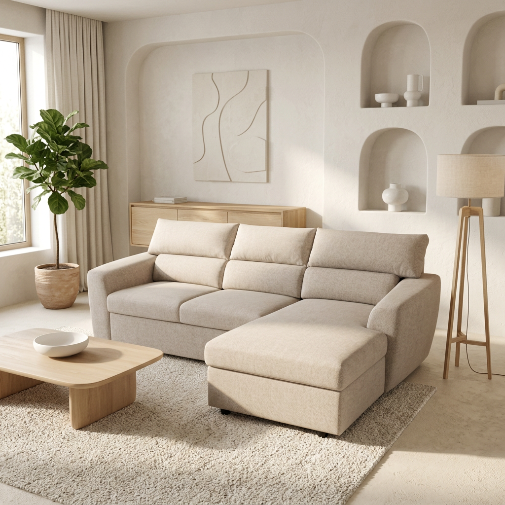 Canapé d'angle MELANIA - Tissu taupe ELEMENT 17