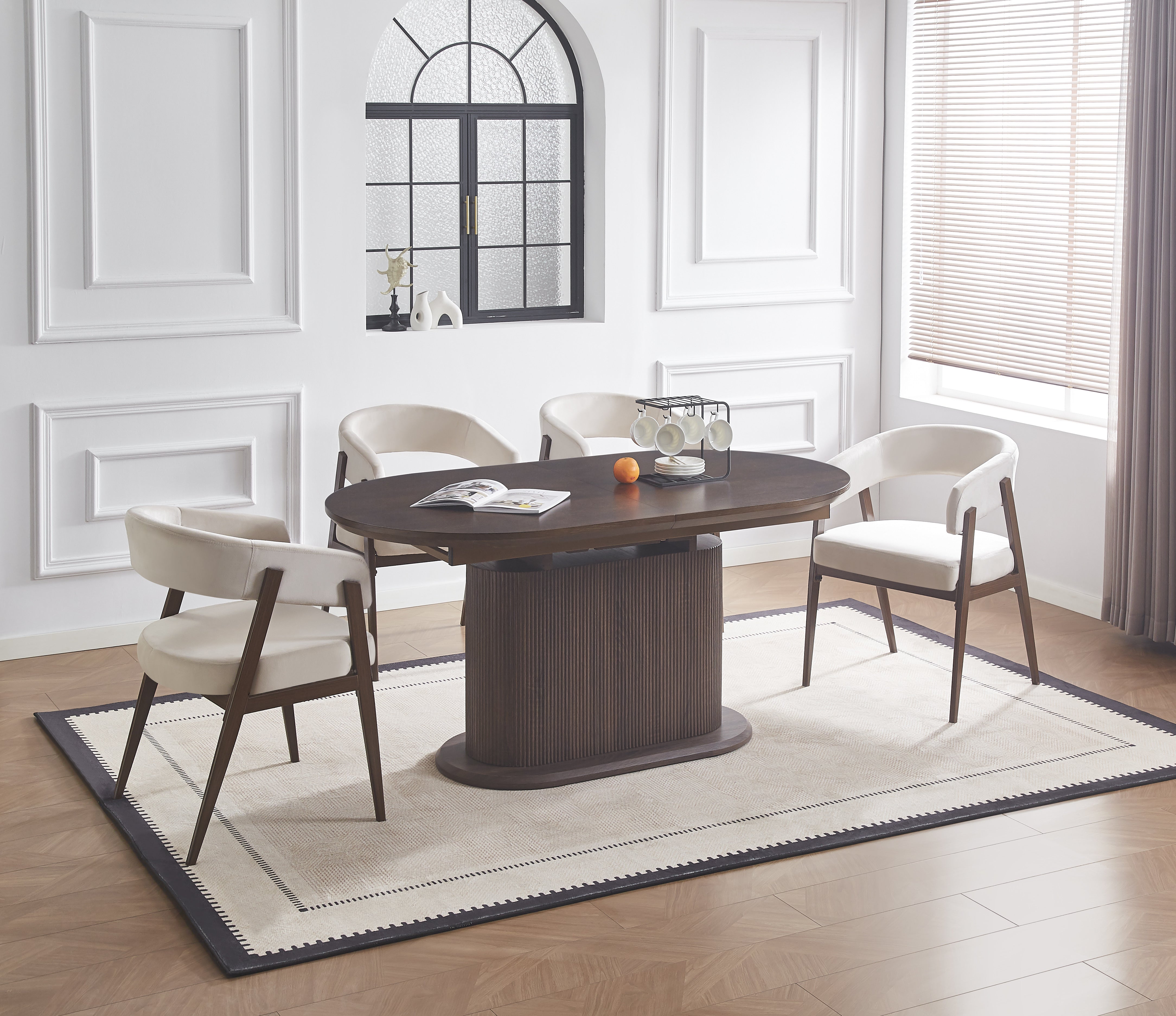 Table Repas Extensible LOKA Pied Noyer - Plateau Noyer 160/200cm - REF 1025